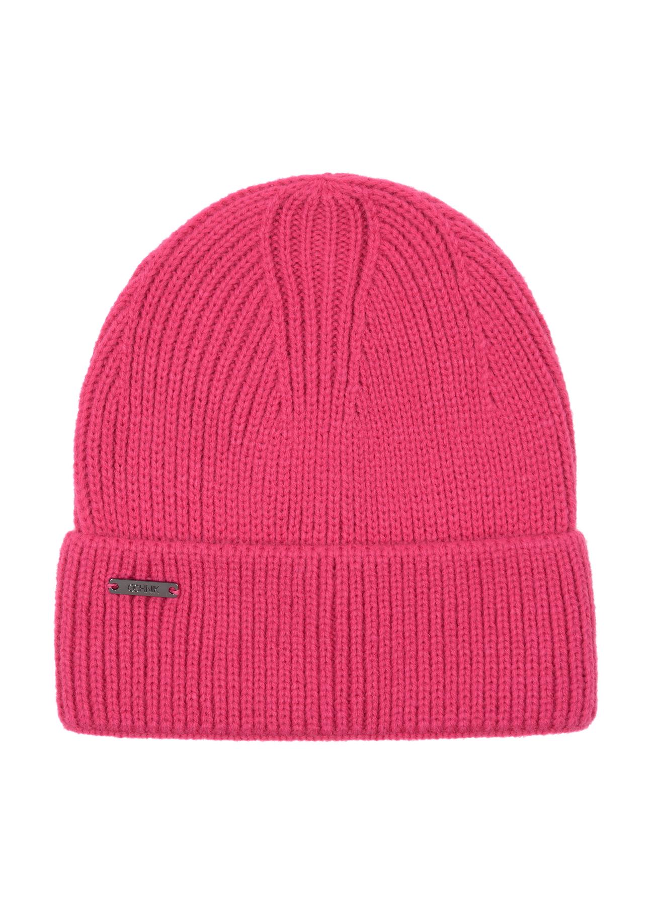 Różowa czapka zimowa damska CZADT-0162-32(Z23)