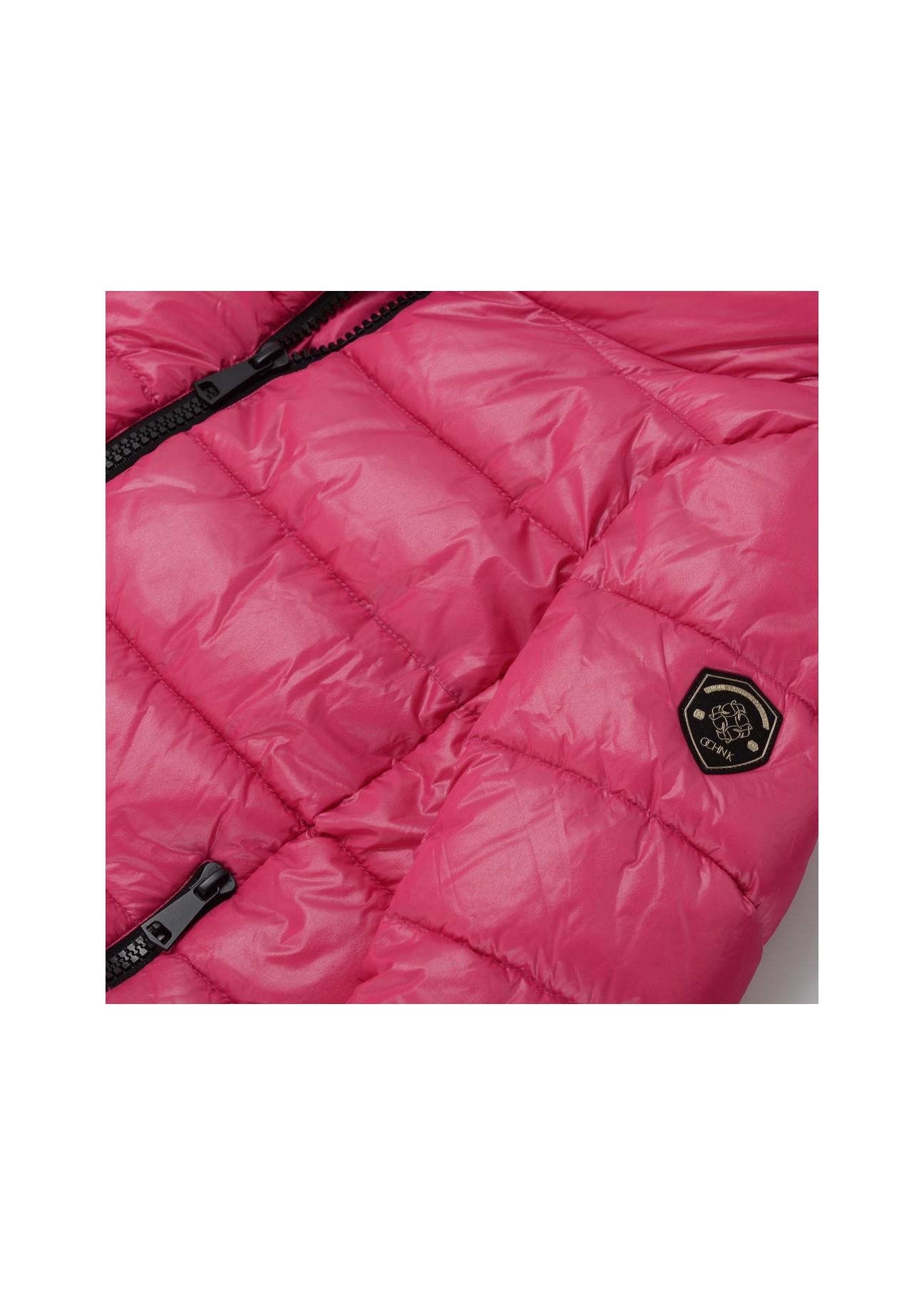 Różowa puchowa kurtka damska ze stójką KURDT-0263-43(Z21)