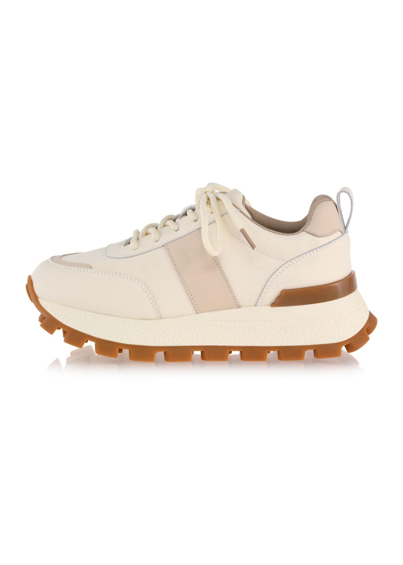 Beige leather women's sneakers BUTYD-1142-81(Z24)-05