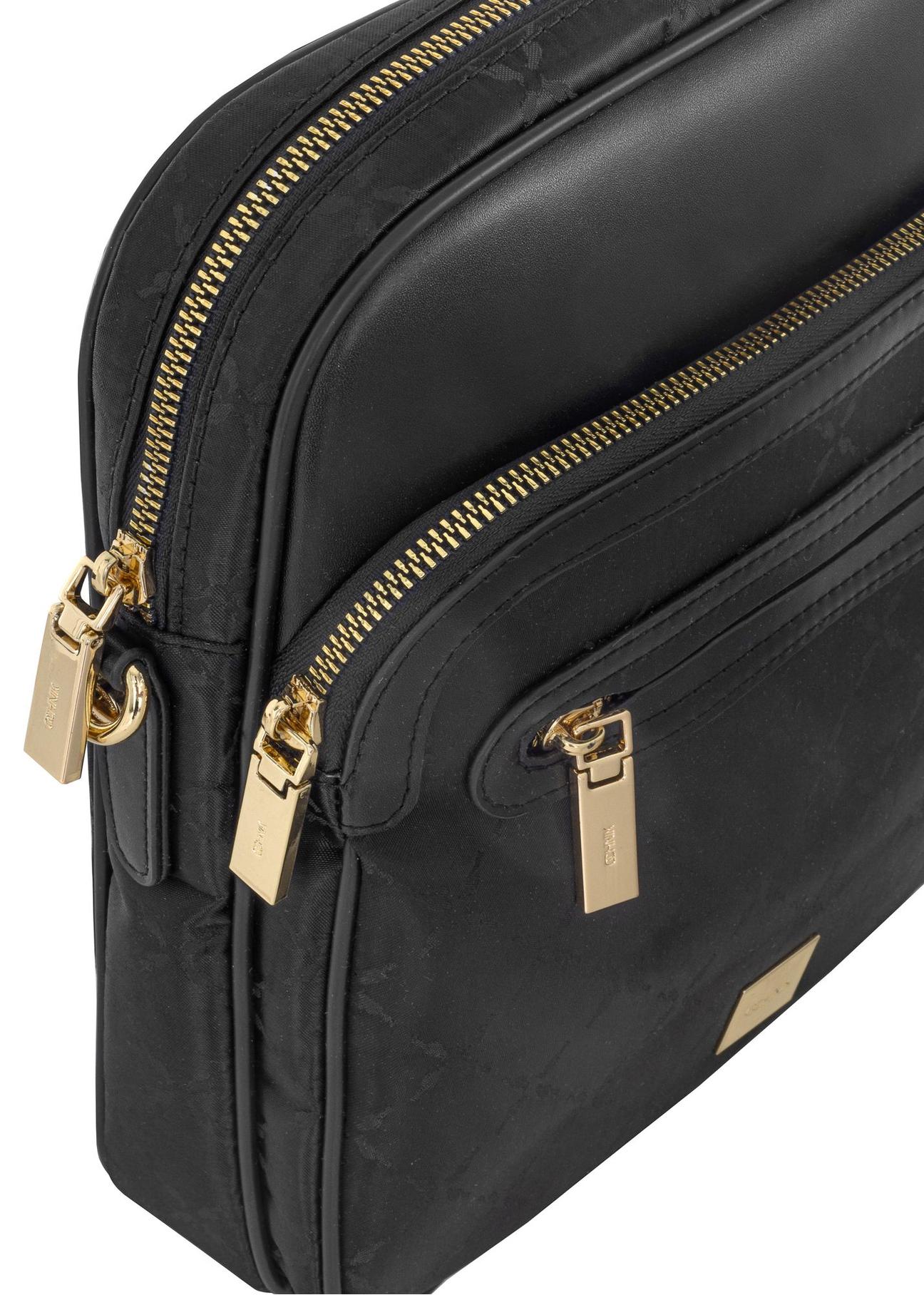 Black women's messenger bag with monogram TOREN-0257A-99(Z24)-06