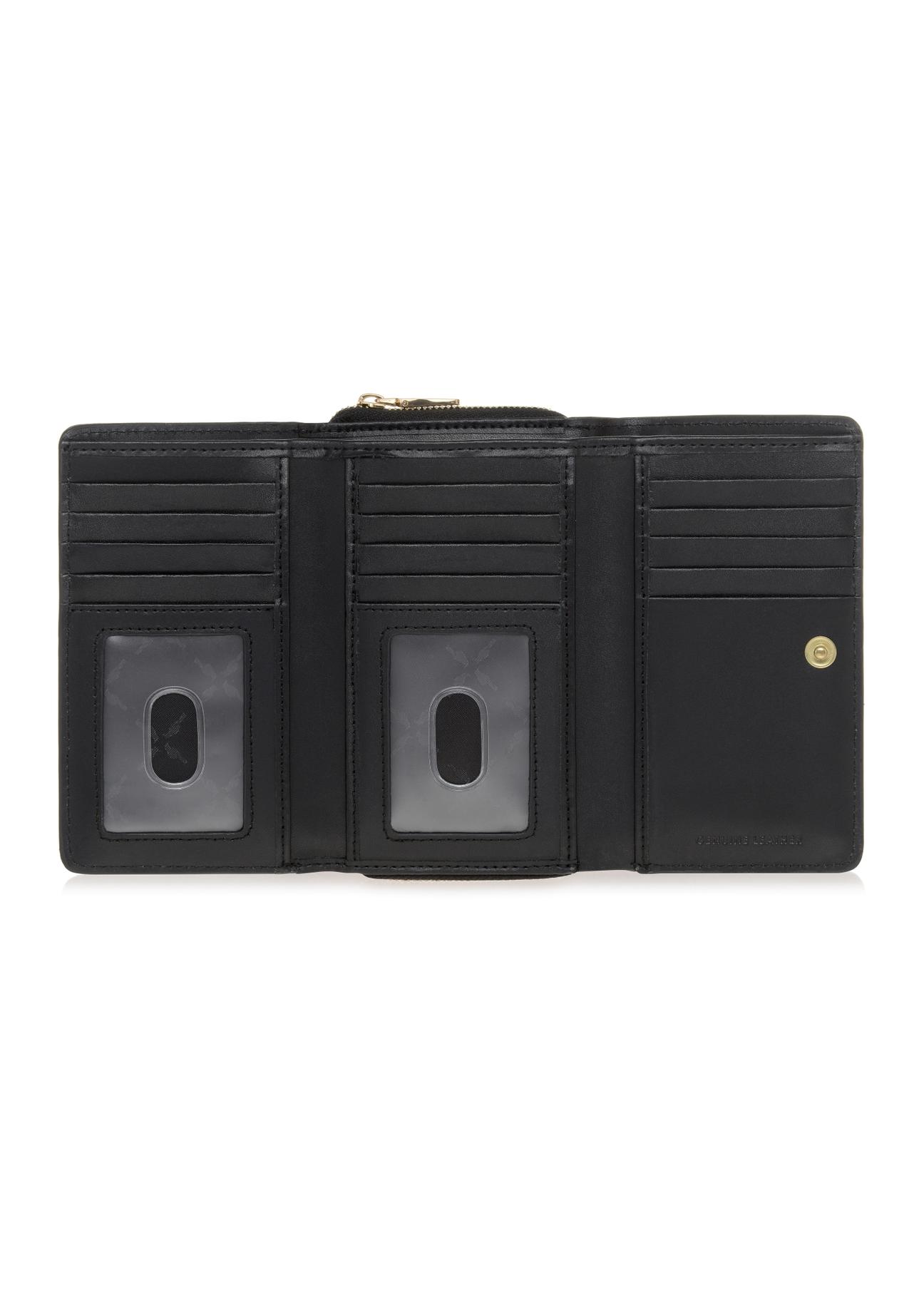Czarny skórzany portfel damski z tłoczeniem PORES-0882-99(Z23)