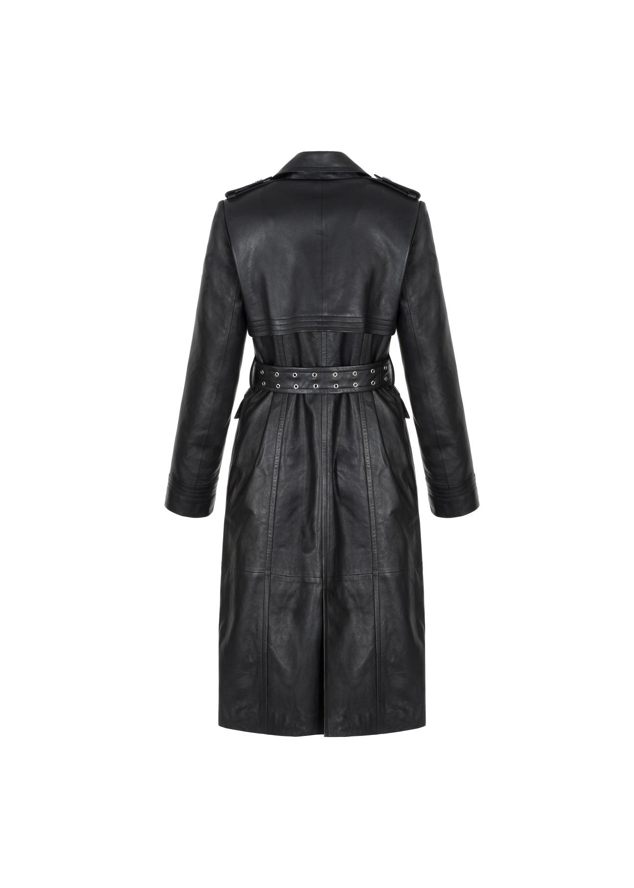 Dopasowany skórzany płaszcz damski KURDS-0331-1151(Z21)