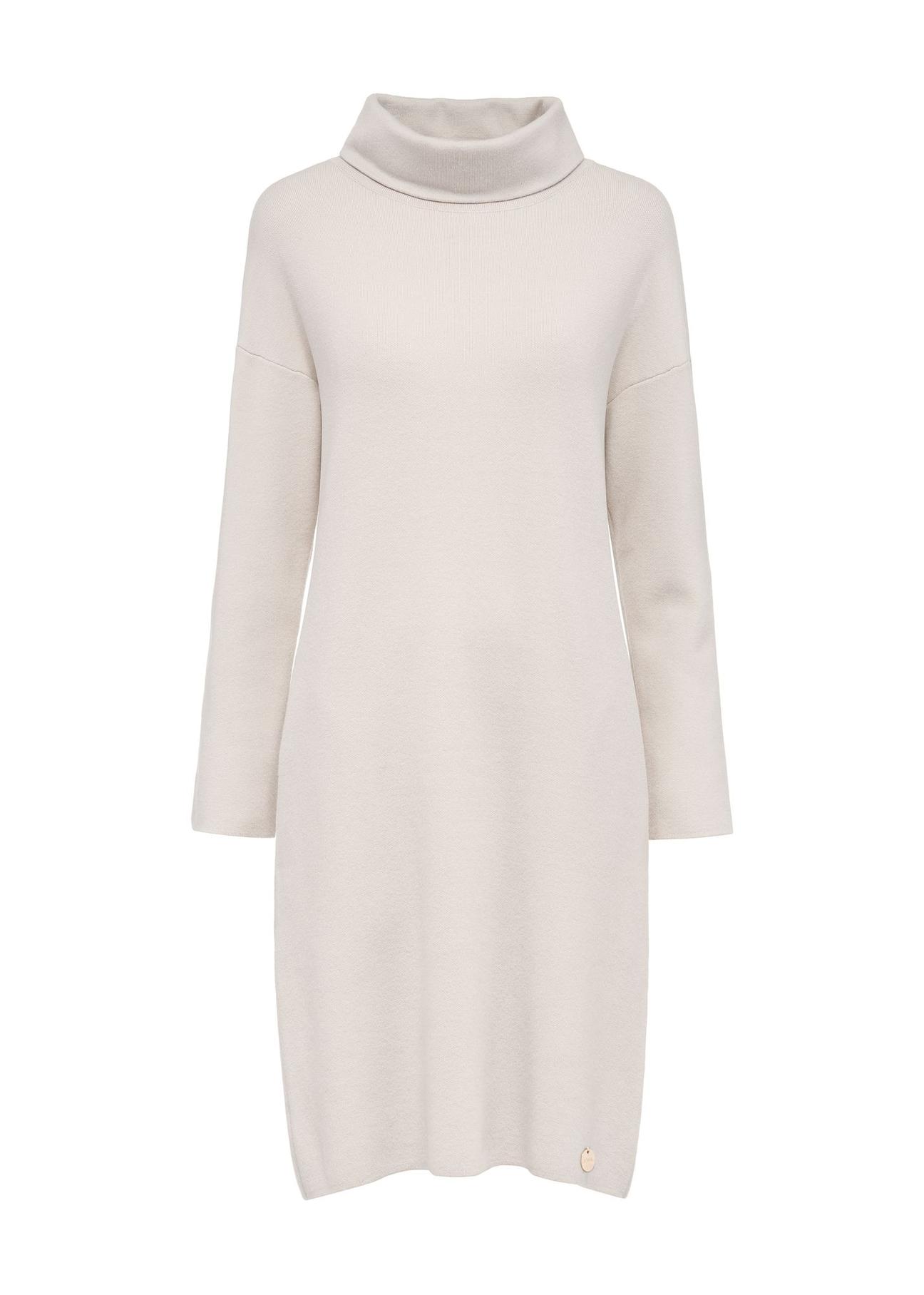 Beige turtleneck dress SUKDT-0206-80(Z24)-04