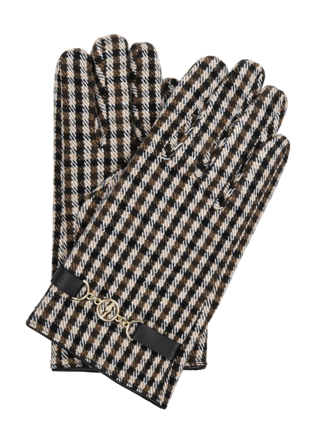 Rękawiczki w pepitkę damskie wełniane REKDT-0029-89(Z23)