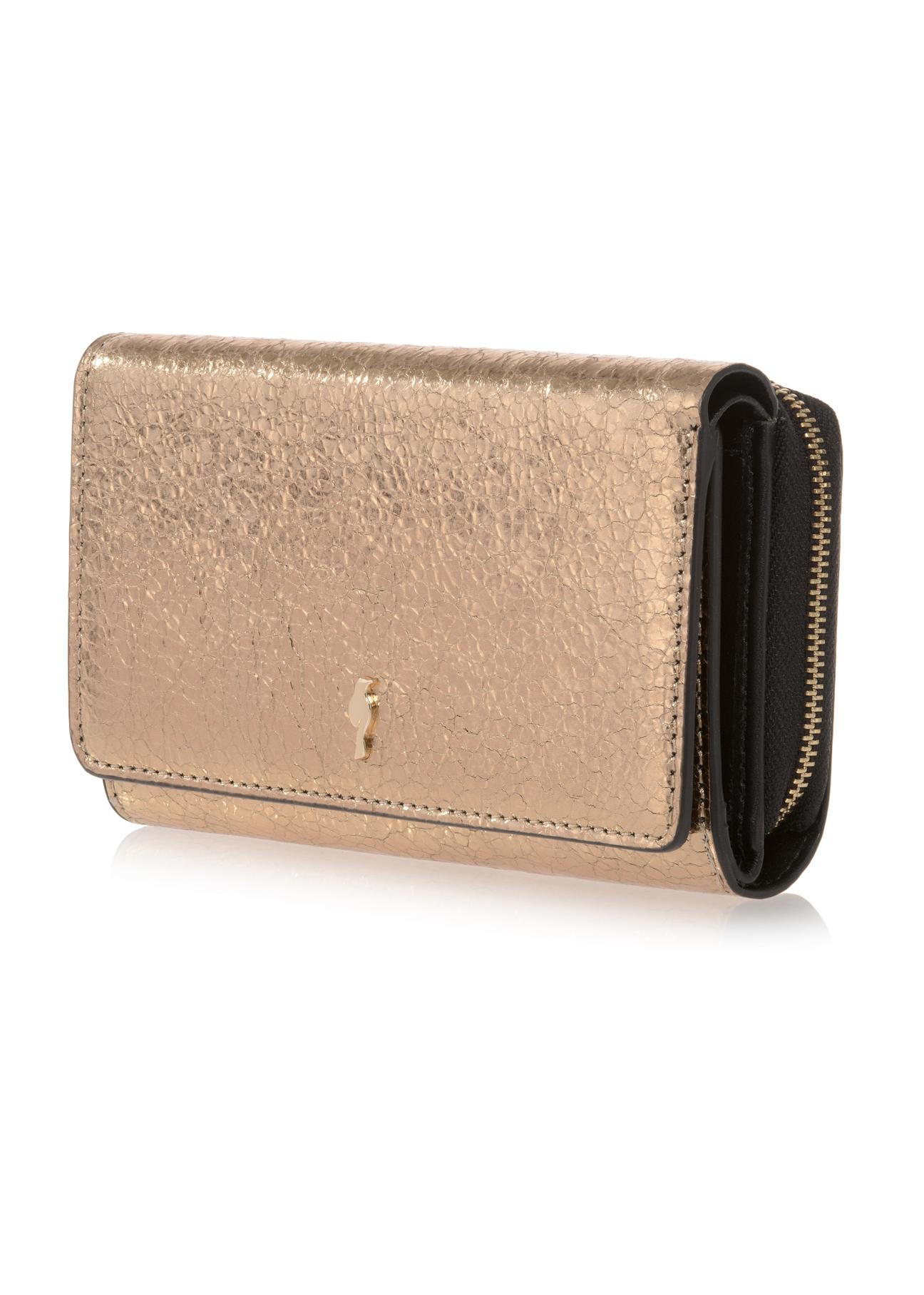 Złoty skórzany portfel damski PORES-0876-28(Z23)