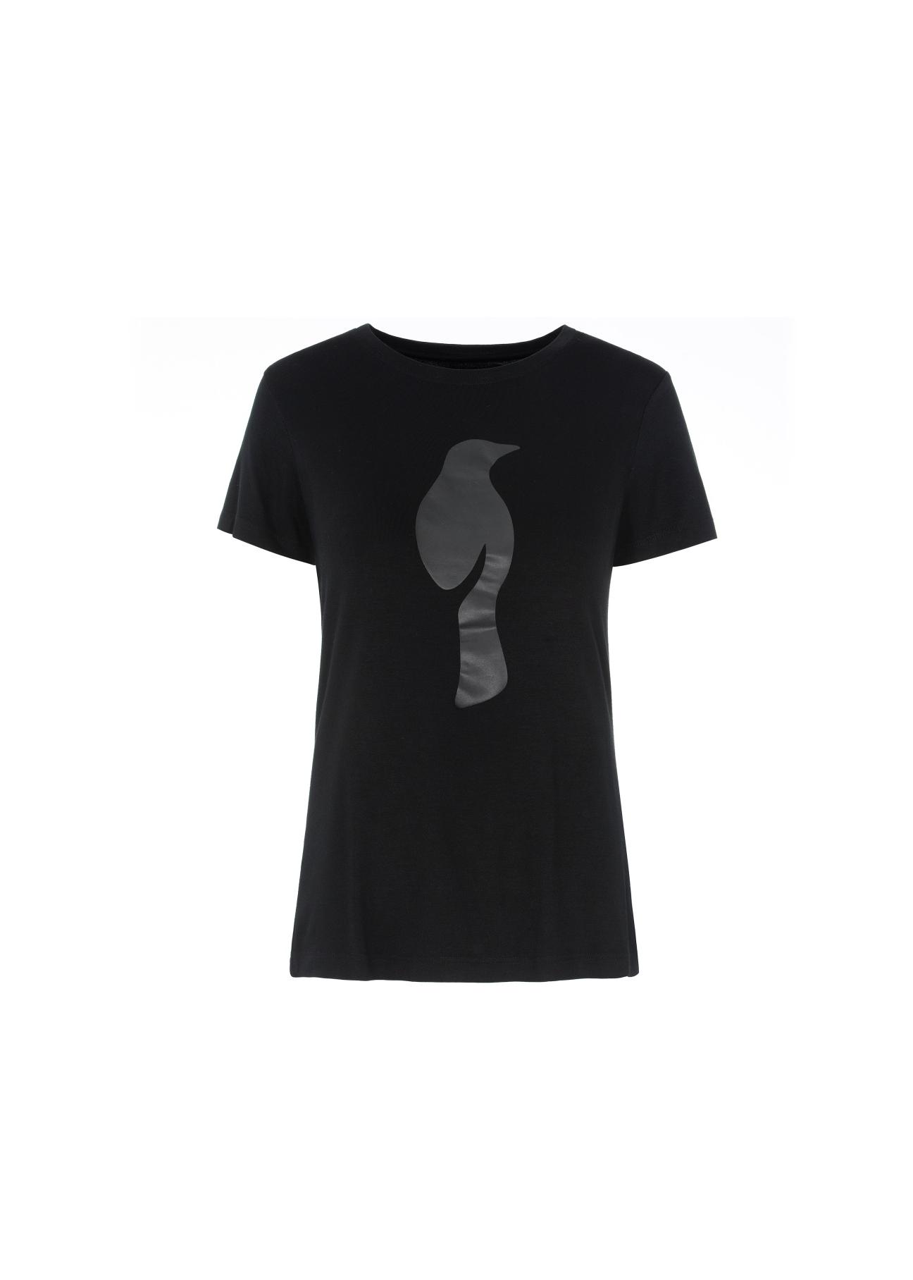 Czarny T-shirt damski z wilgą TSHDT-0053-99(W20)