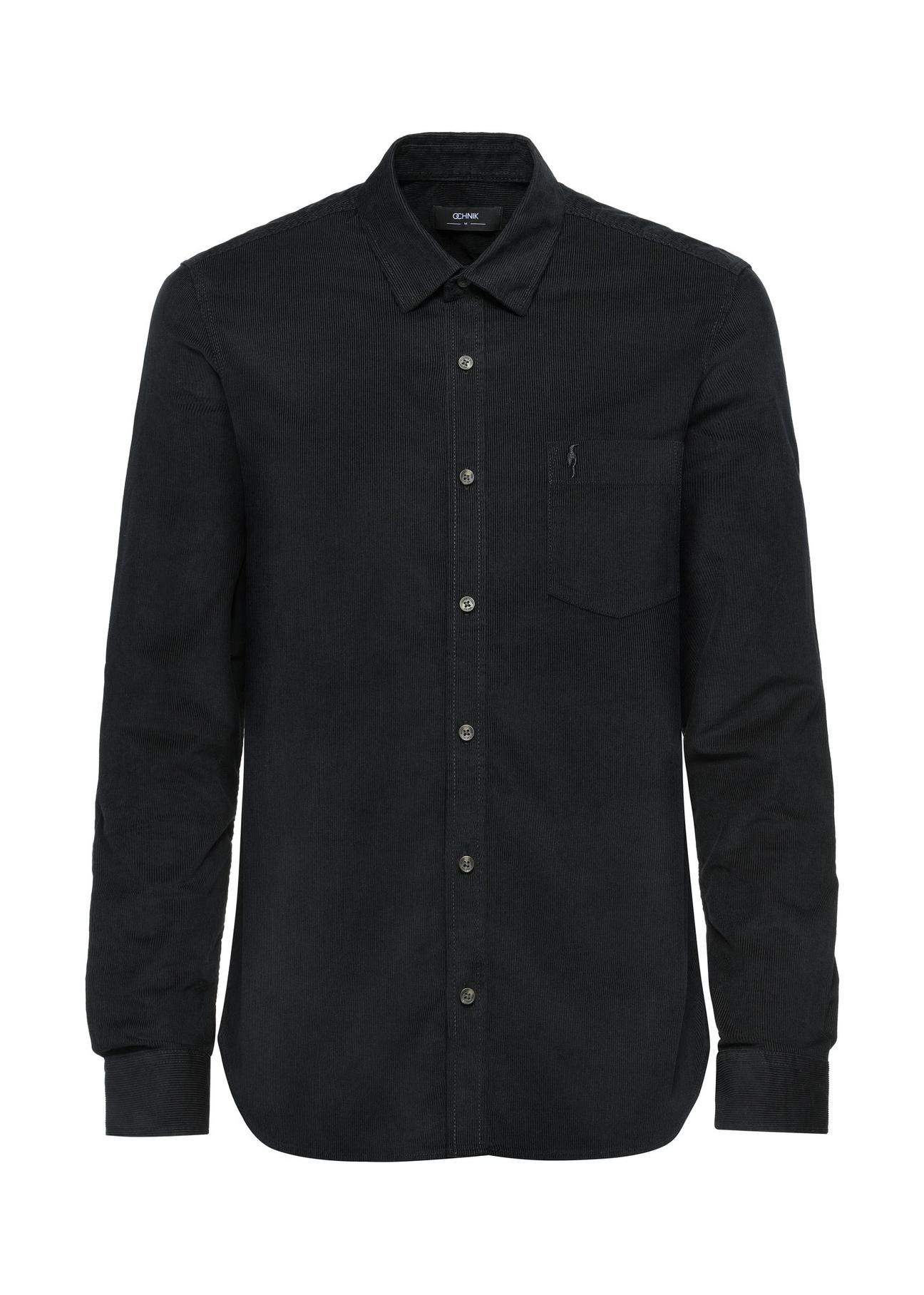 Black cotton men's shirt KOSMT-0328-99(Z24)-01