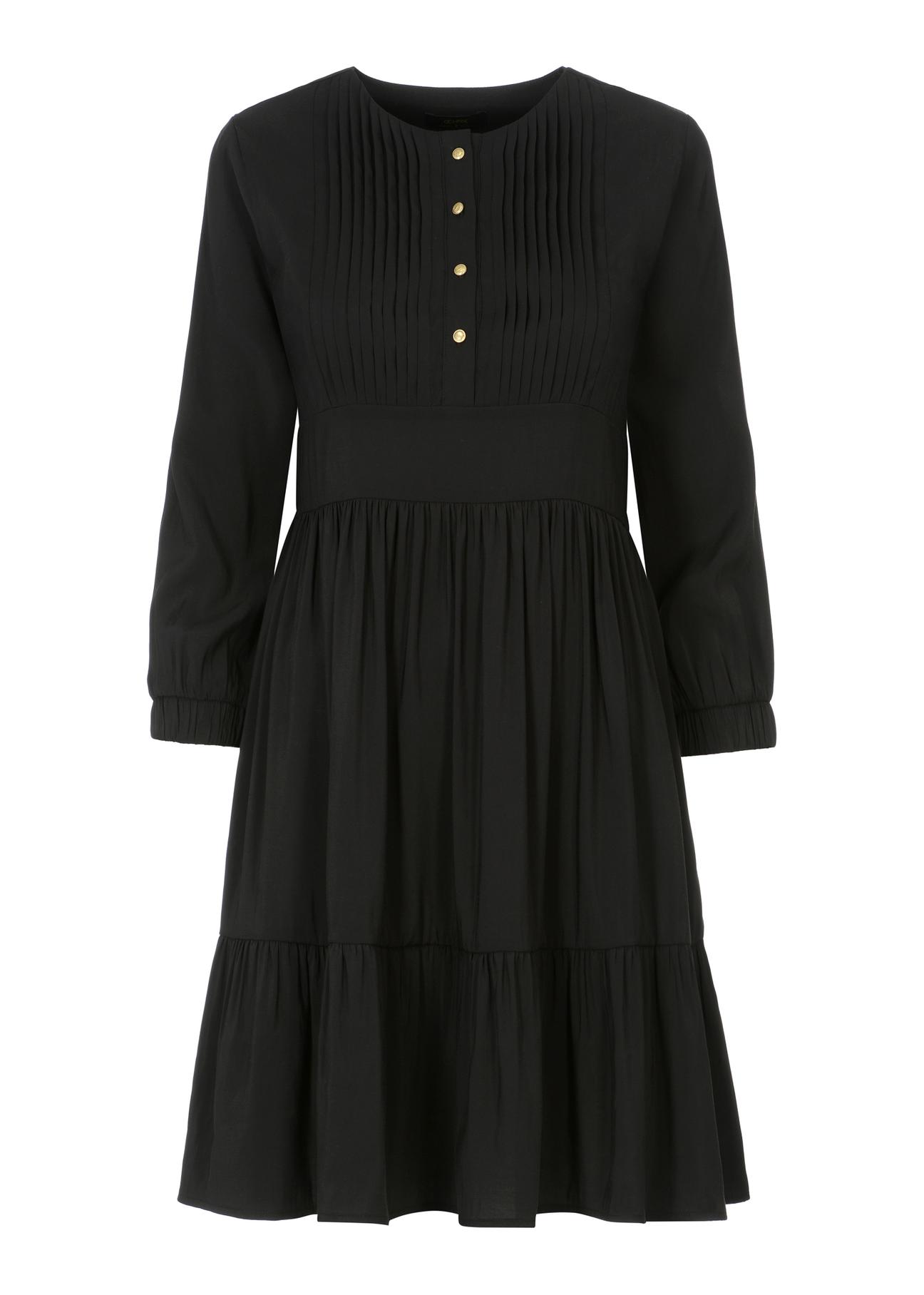 Czarna plisowana sukienka SUKDT-0122A-99(W23)