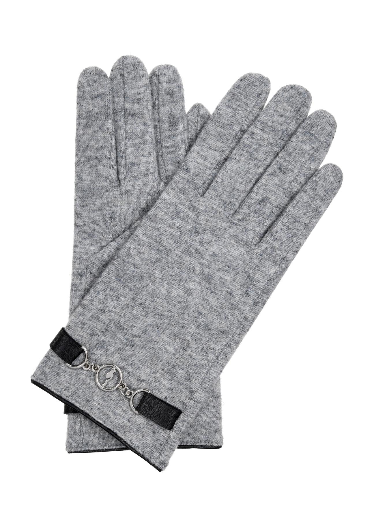 Szare rękawiczki damskie wełniane REKDT-0029-91(Z23)