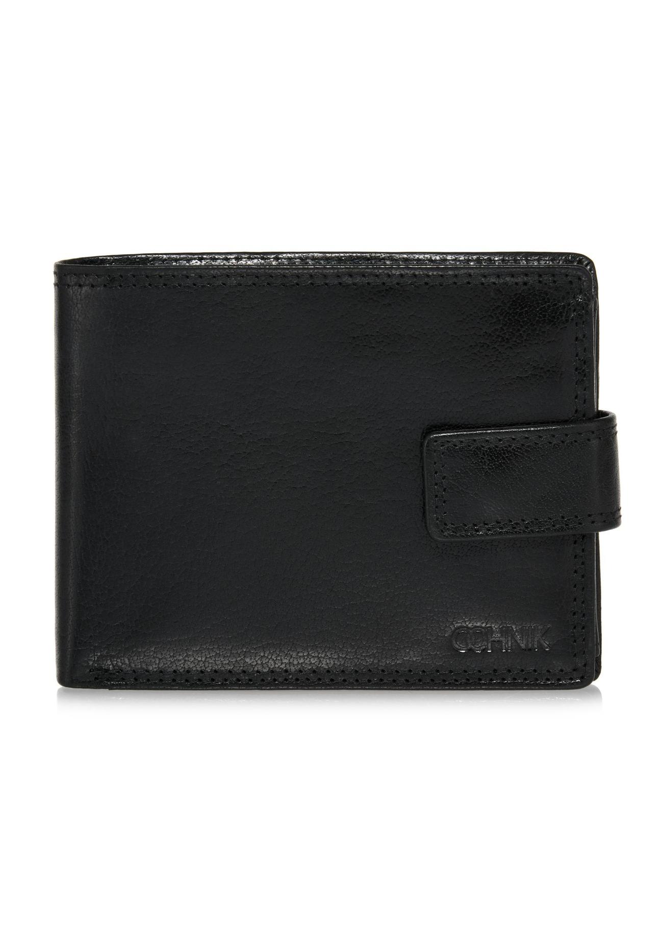 Skórzany zapinany czarny portfel męski PORMS-0553-99(W24)