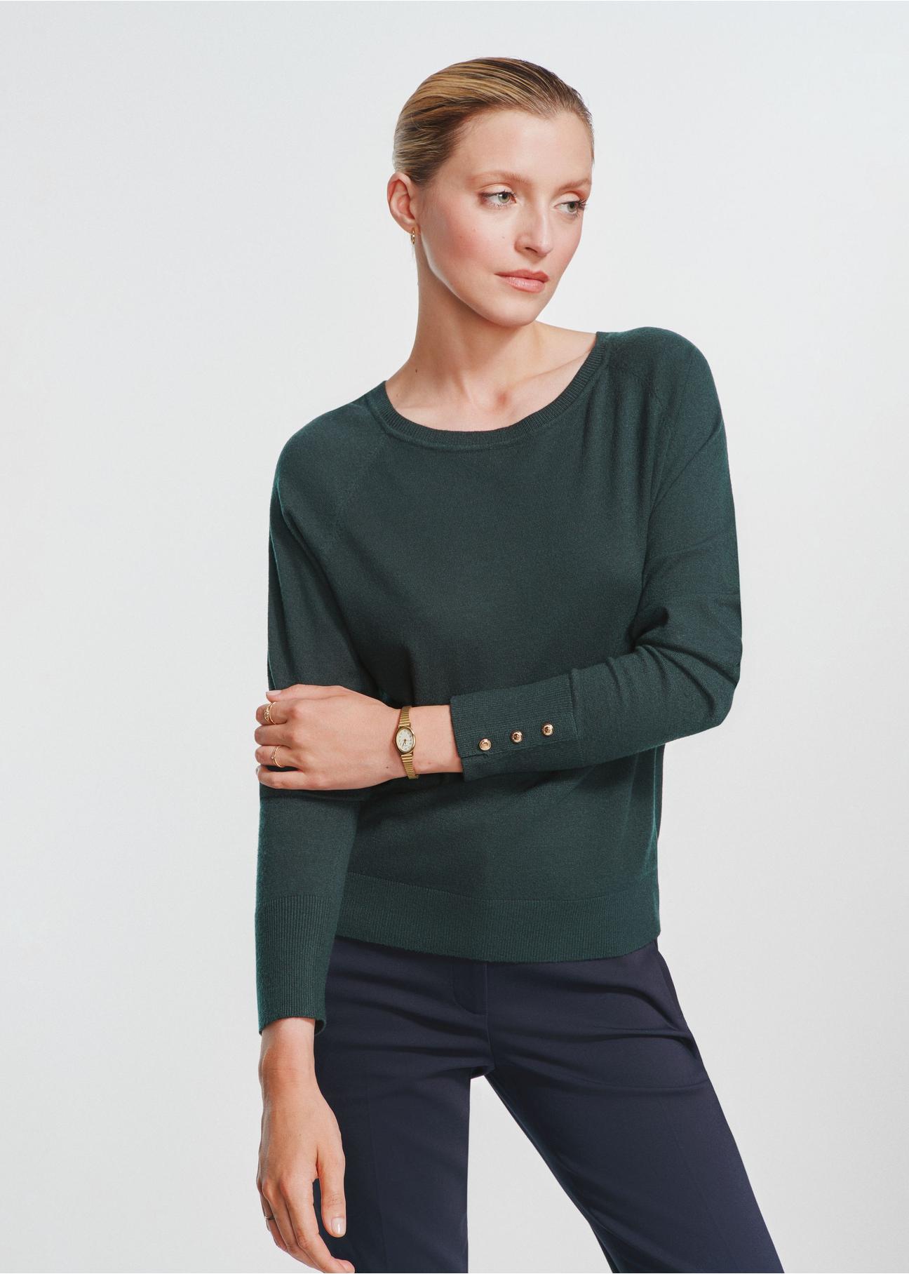 Dark green women's sweater SWEDT-0211-54(Z24)-01