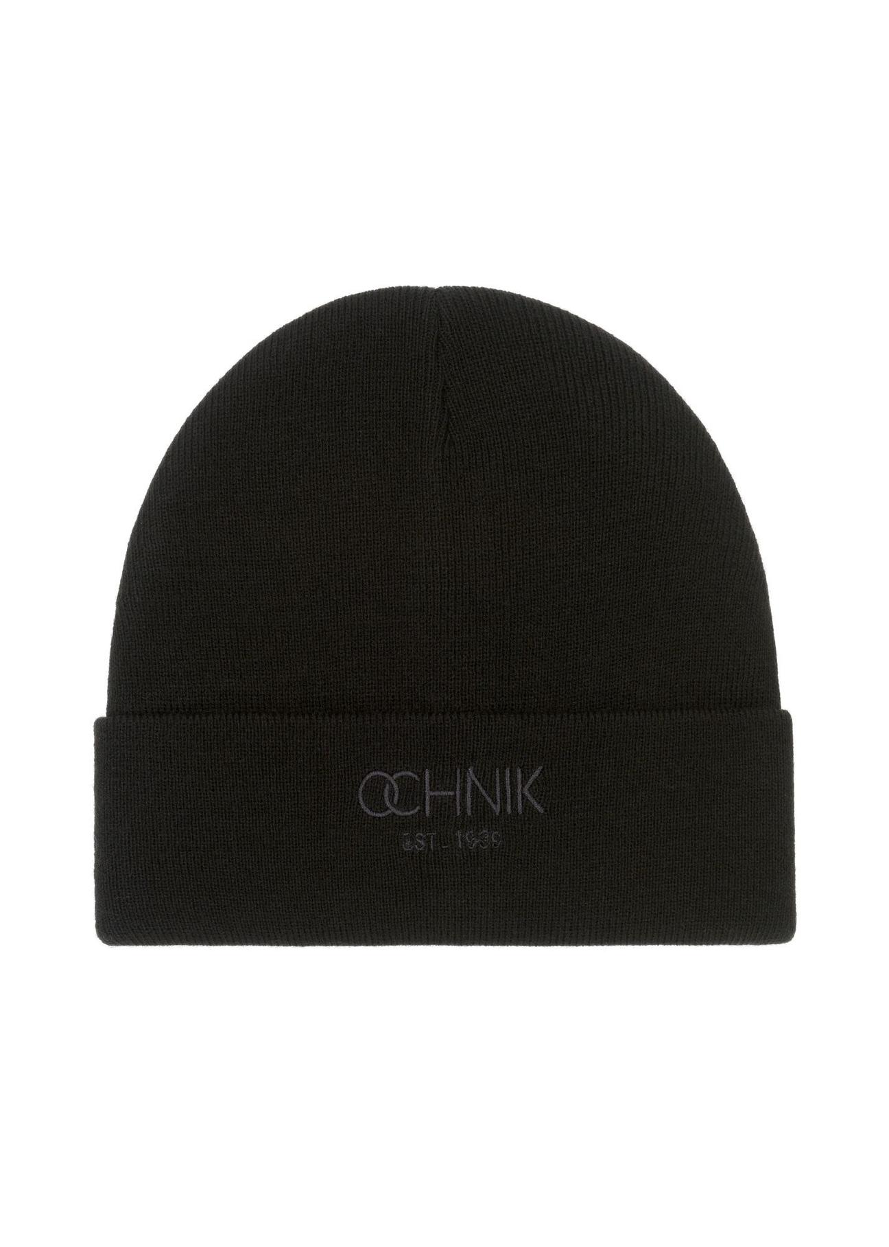Czarna czapka zimowa męska z logo OCHNIK CZAMT-0064A-99(Z23)