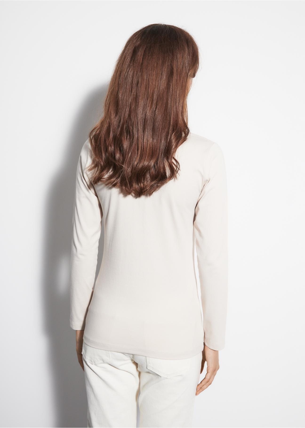 Beżowa bluzka damska z długim rękawem LSLDT-0038-81(KS)