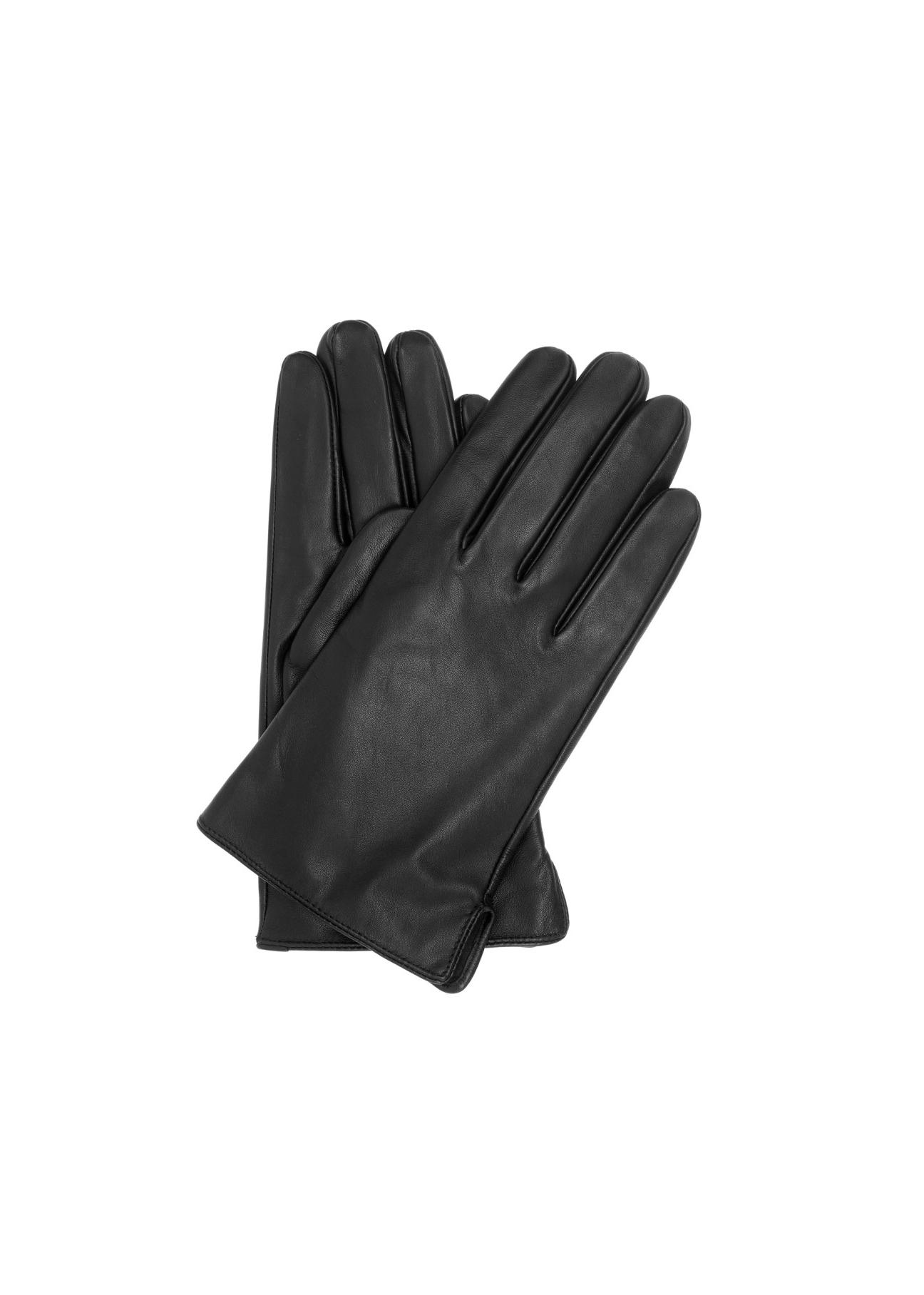 Czarne skórzane rękawiczki męskie REKMS-0009-99(Z23)