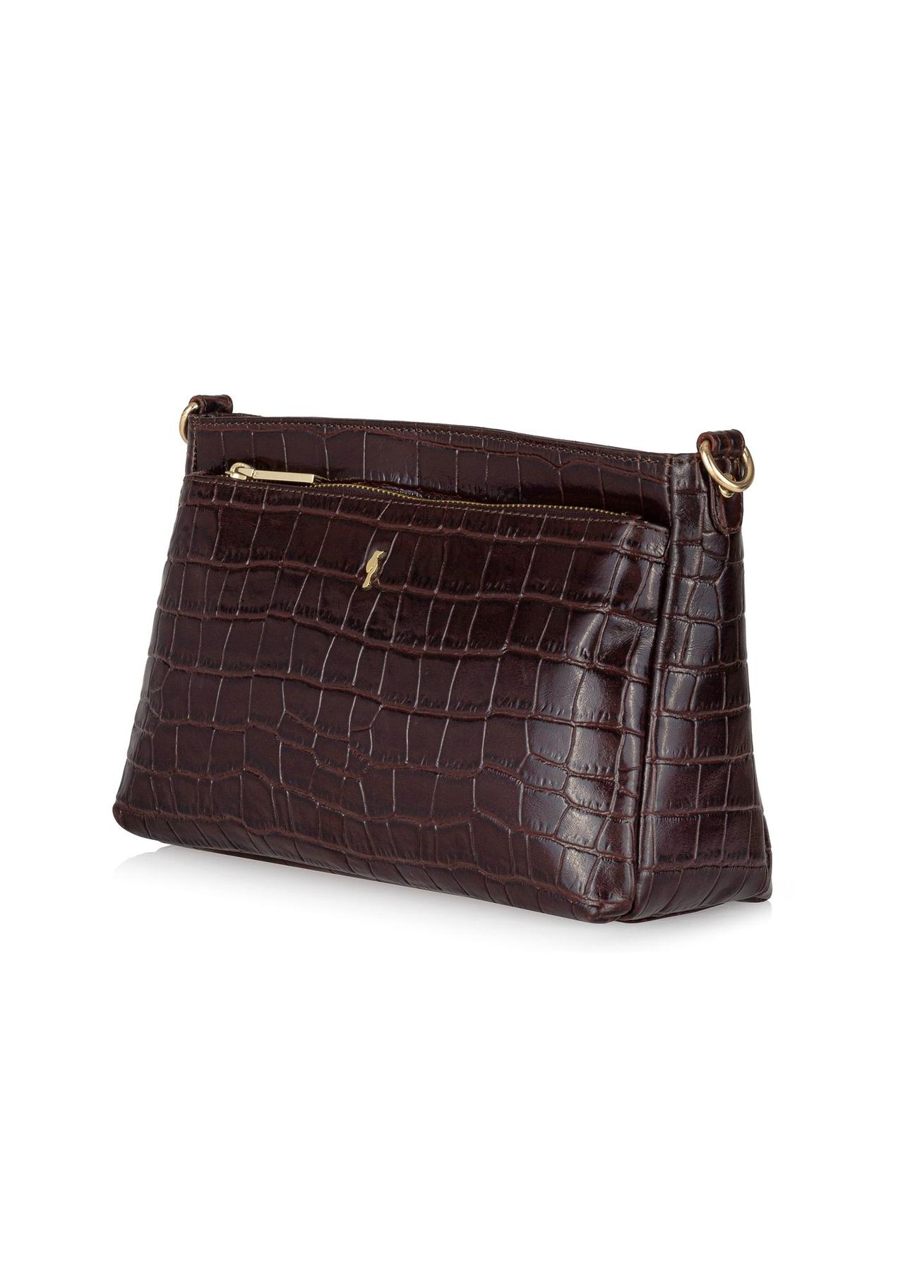 Brown leather croco women's handbag TORES-0940-89(Z24)-02