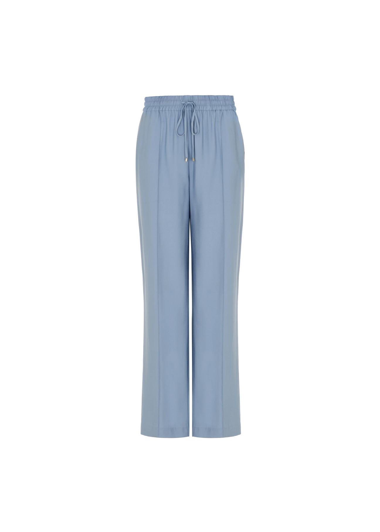 Błękitne szerokie spodnie dresowe damskie SPODT-0068-62(W22)