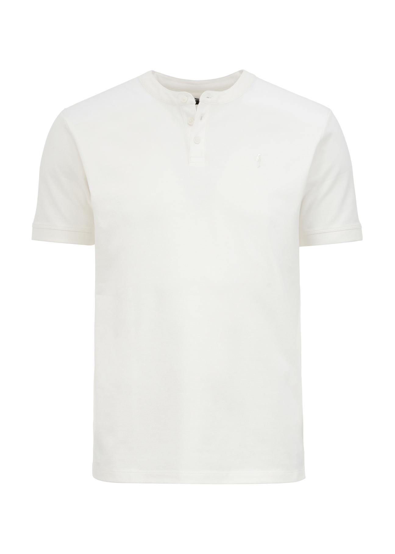 Biała koszulka polo ze stójką POLMT-0061-11(W24)