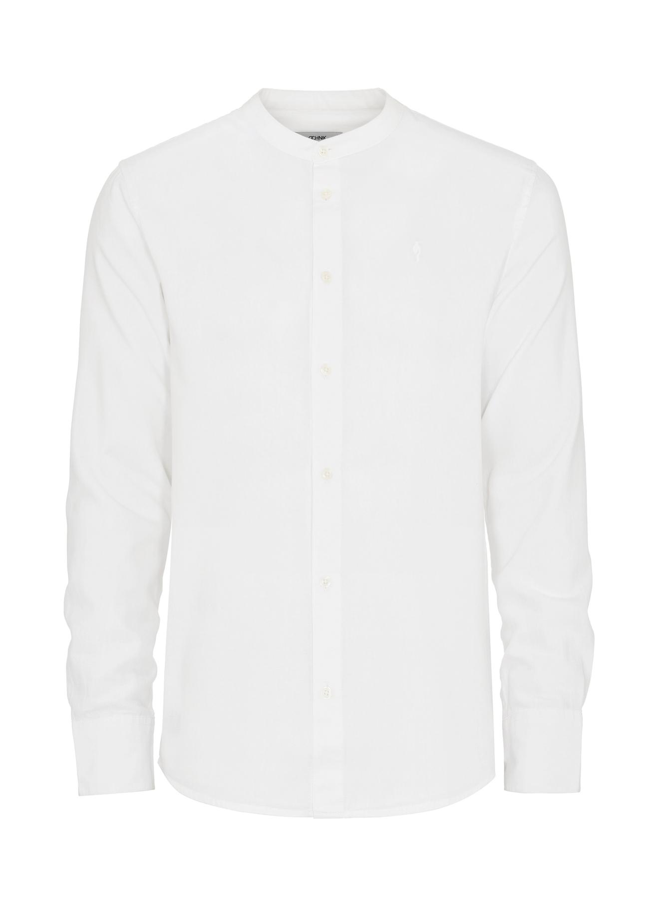 Biała koszula bez kołnierzyka męska KOSMT-0326-11(W24)