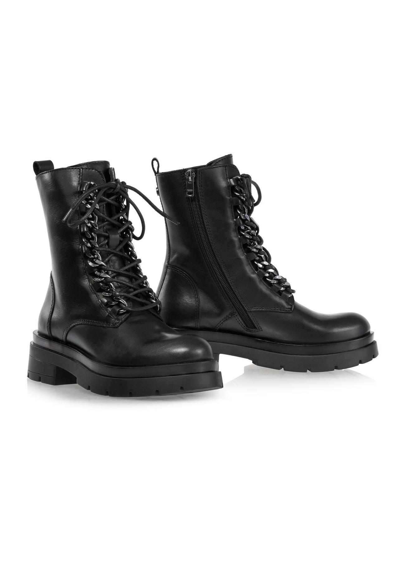 Black leather lace-up ankle boots BUTYD-1084-99(Z24)-04