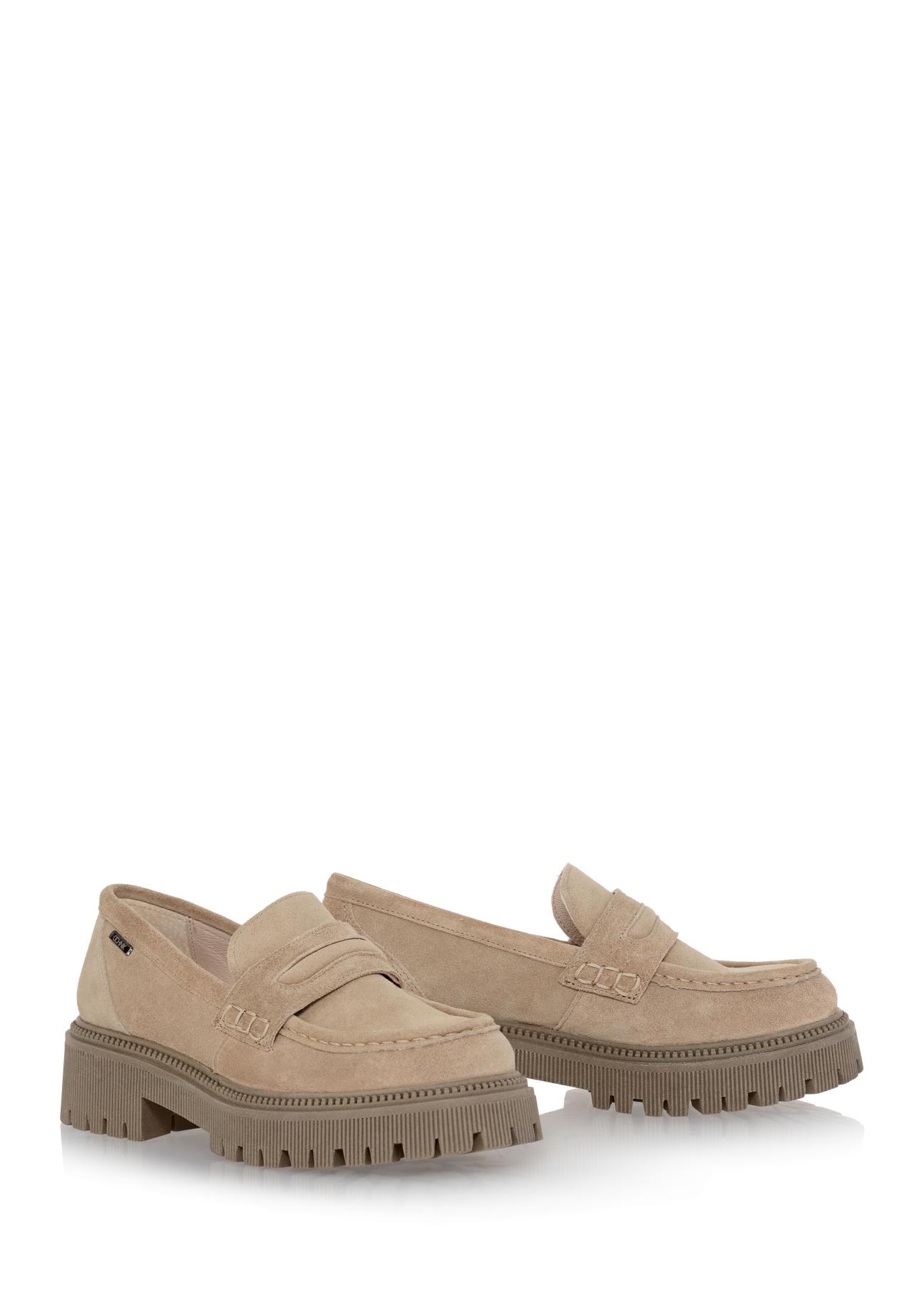 Skórzane welurowe loafersy damskie BUTYD-1034-81(Z23)
