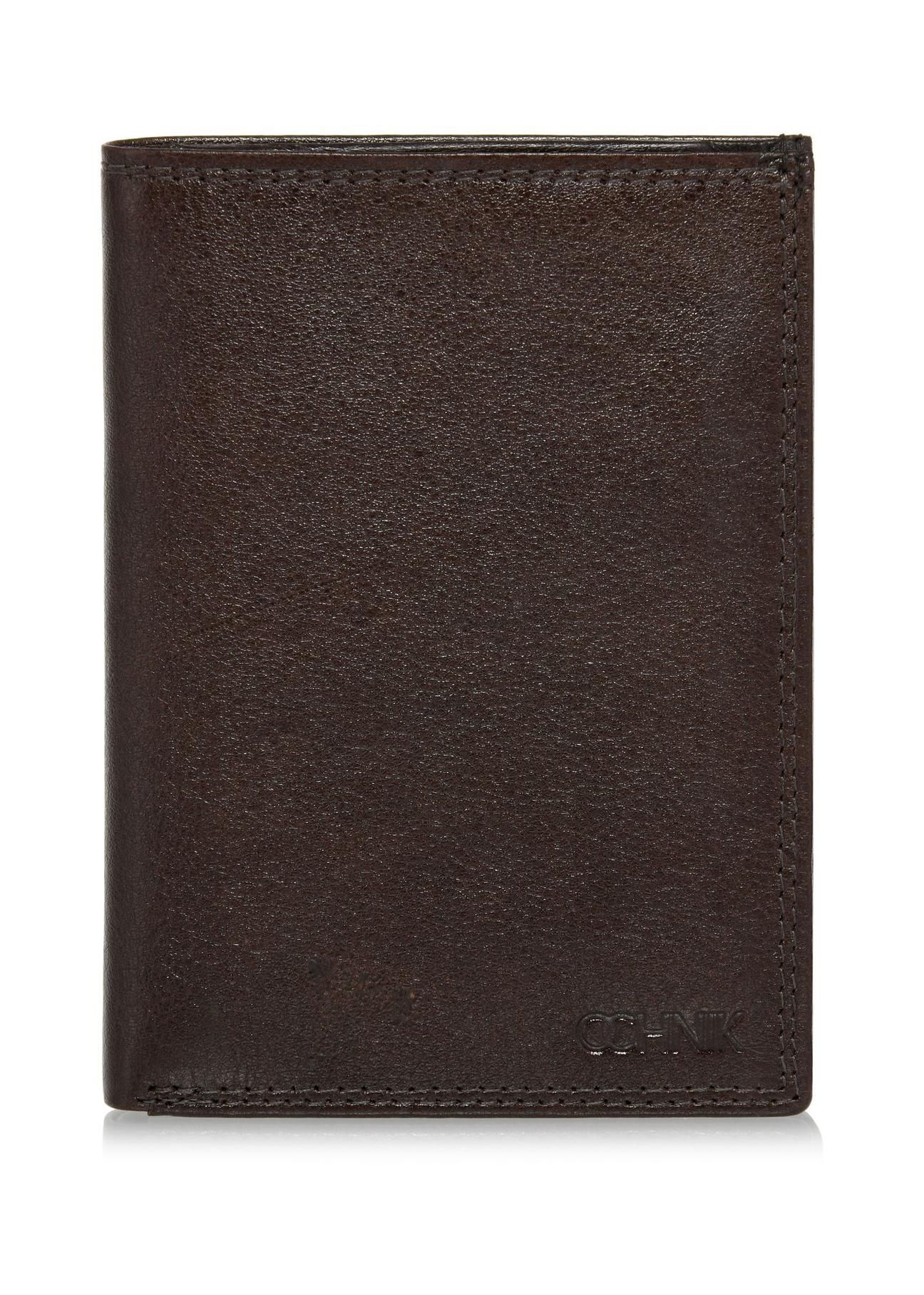 Brązowy skórzany niezapinany portfel męski PORMS-0550-89(W24)