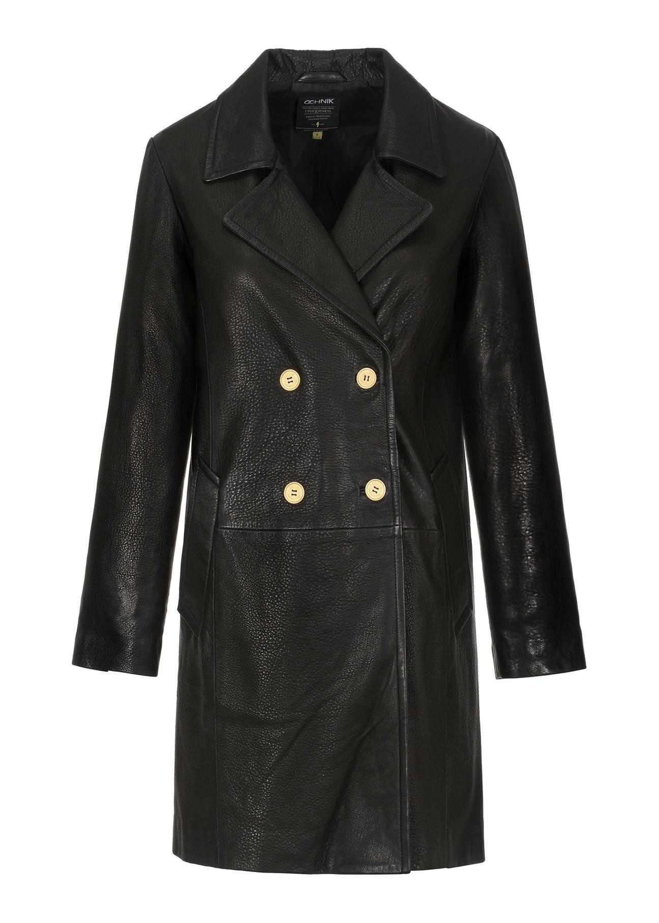Skórzana kurtka damska w formie płaszcza KURDS-0443-1313(Z23)