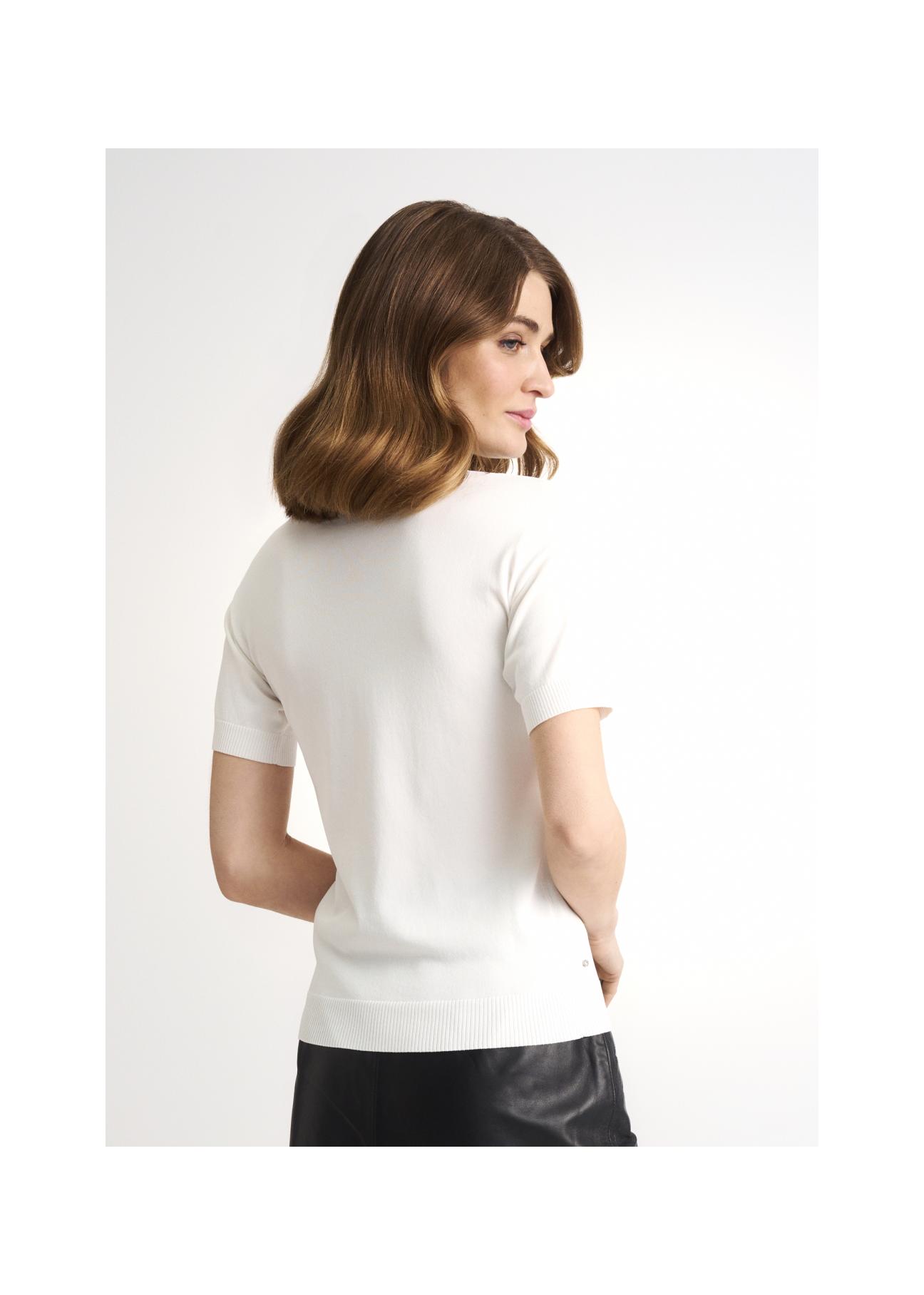 Biała bluzka damska z cekinami BLUDT-0150-11(W23)
