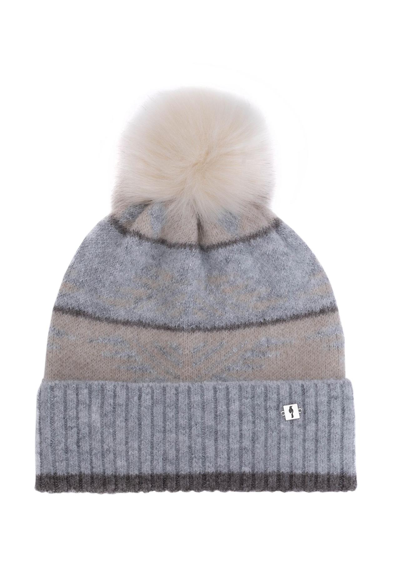 Women's winter hat with stripes CZADT-0190-61(Z24)-01