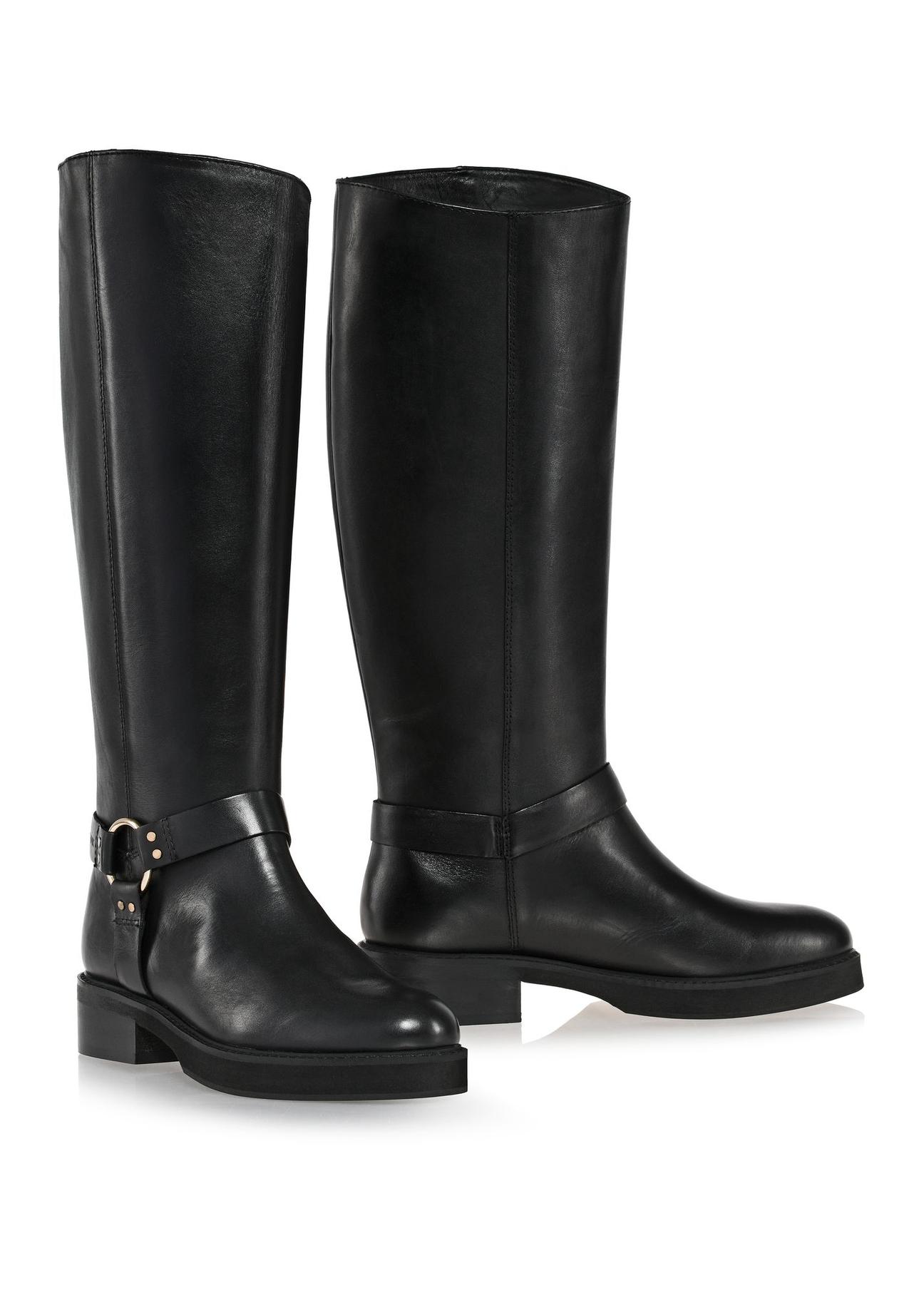 Black leather women's boots BUTYD-1112-99(Z24)-03