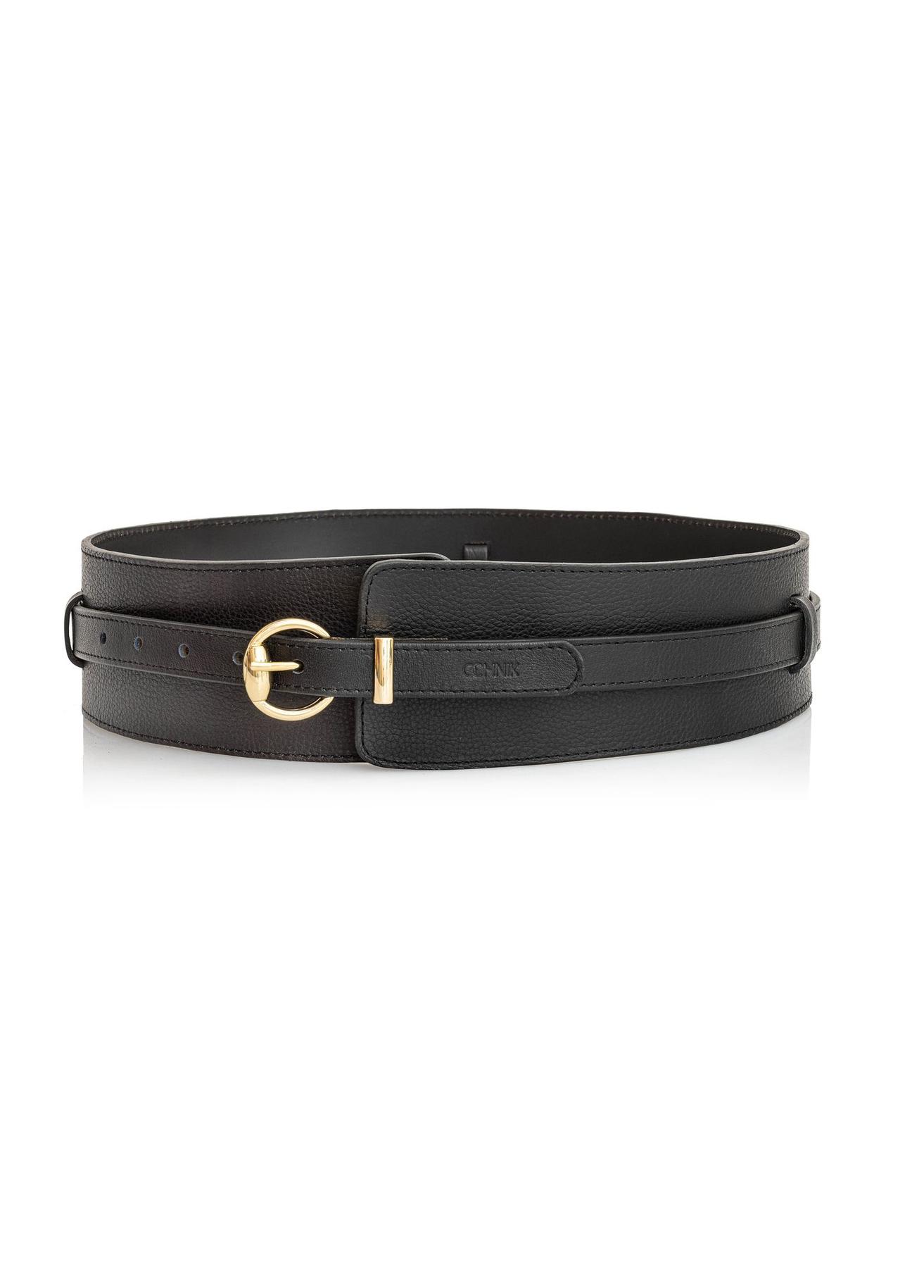 Black leather women's belt 2in1 PASDS-0314-99(Z24)