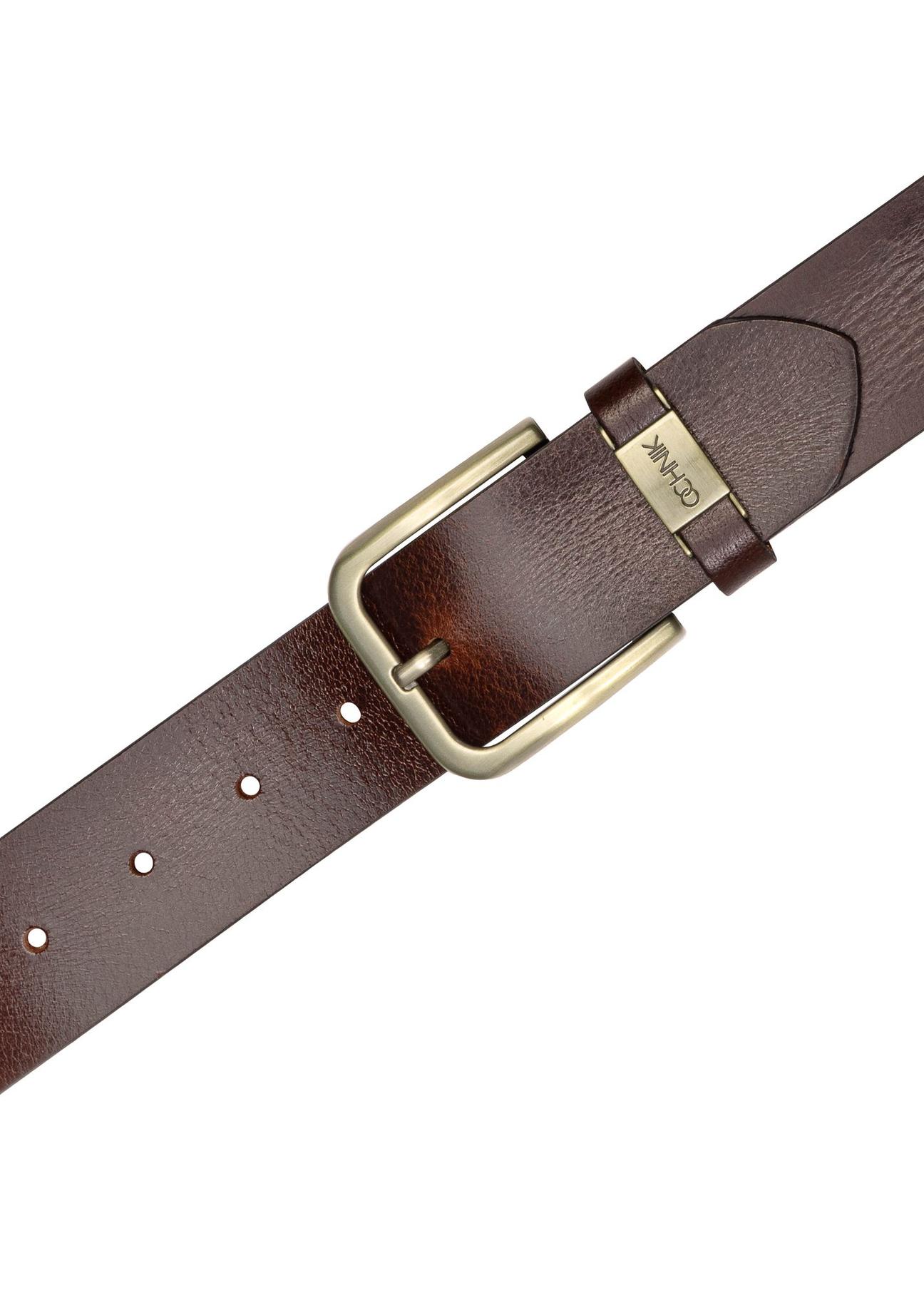 Brown leather men's belt PASMS-0129-89(Z24)