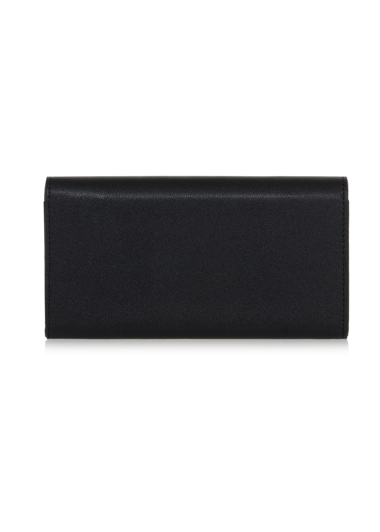 Duży czarny portfel damski ozdobnym paskiem POREC-0357-99(Z23)