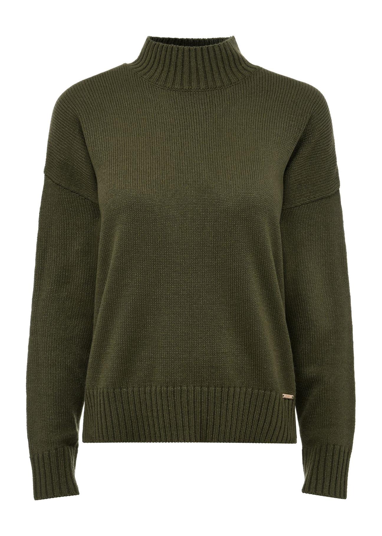 Klasyczny sweter damski w kolorze khaki SWEDT-0186-55(Z24)-01