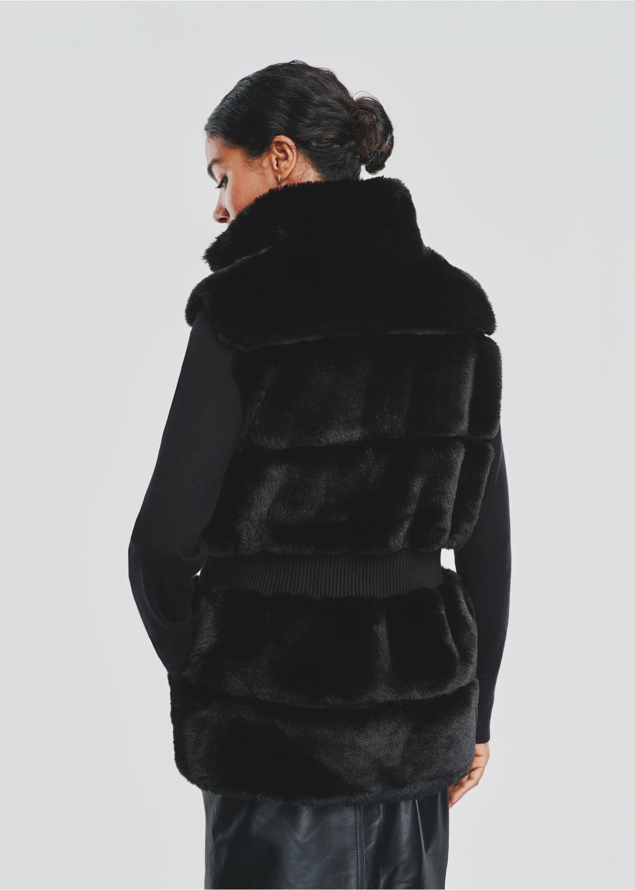 Black women's fur vest KAMDP-0006-99(Z24)-05