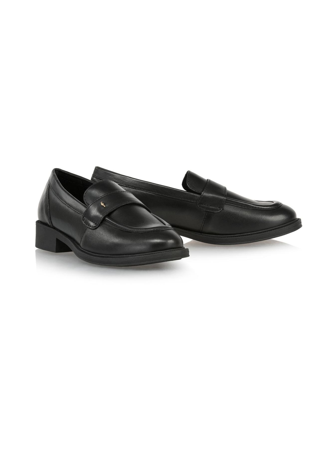 Black leather women's loafers BUTYD-1117-99(Z24)-02