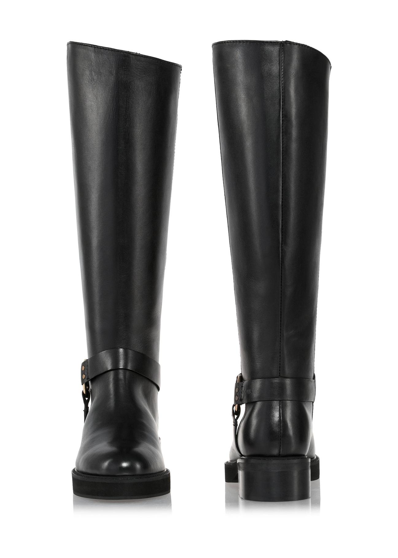 Black leather women's boots BUTYD-1112-99(Z24)-04