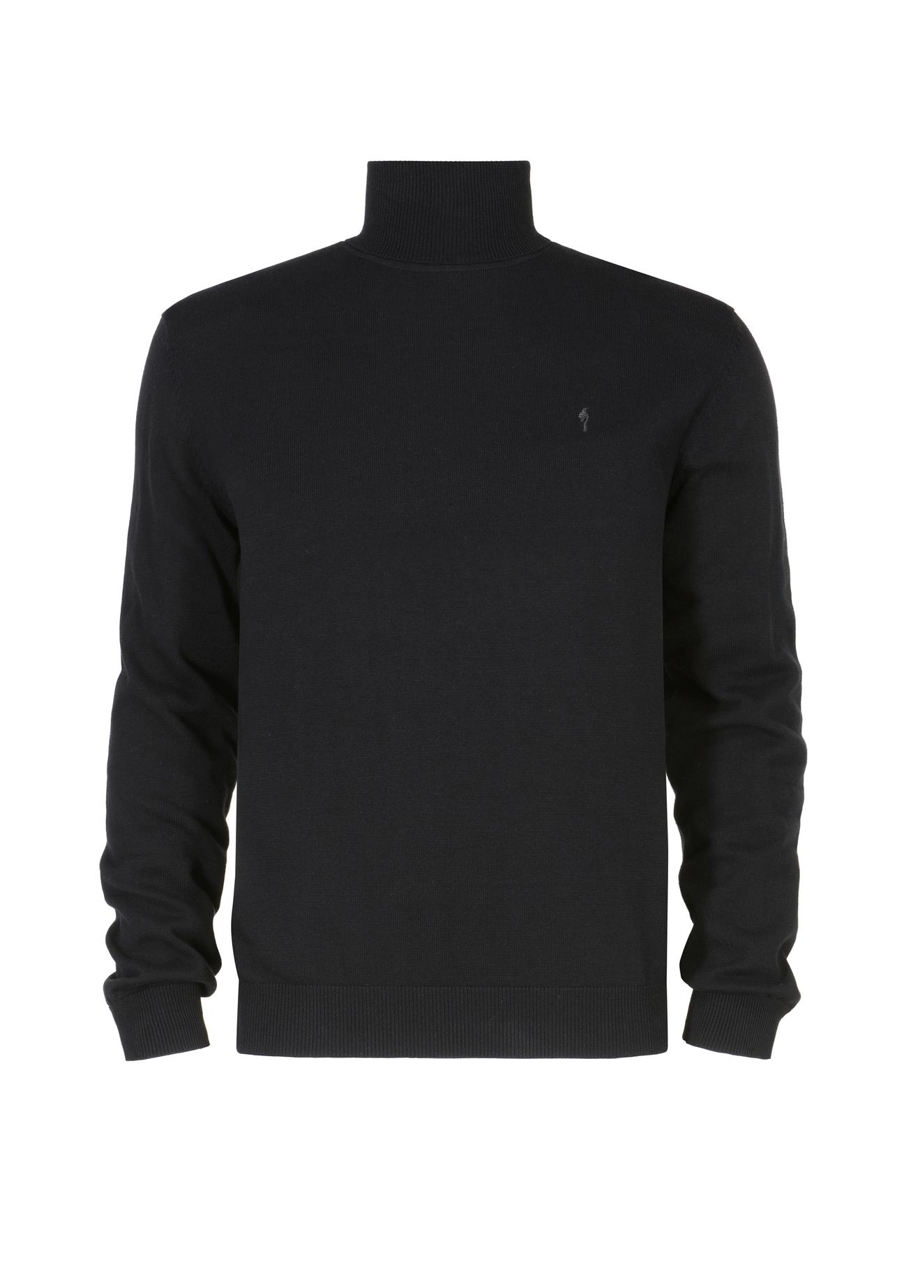 Czarny sweter męski z golfem SWEMT-0095A-99(Z23)
