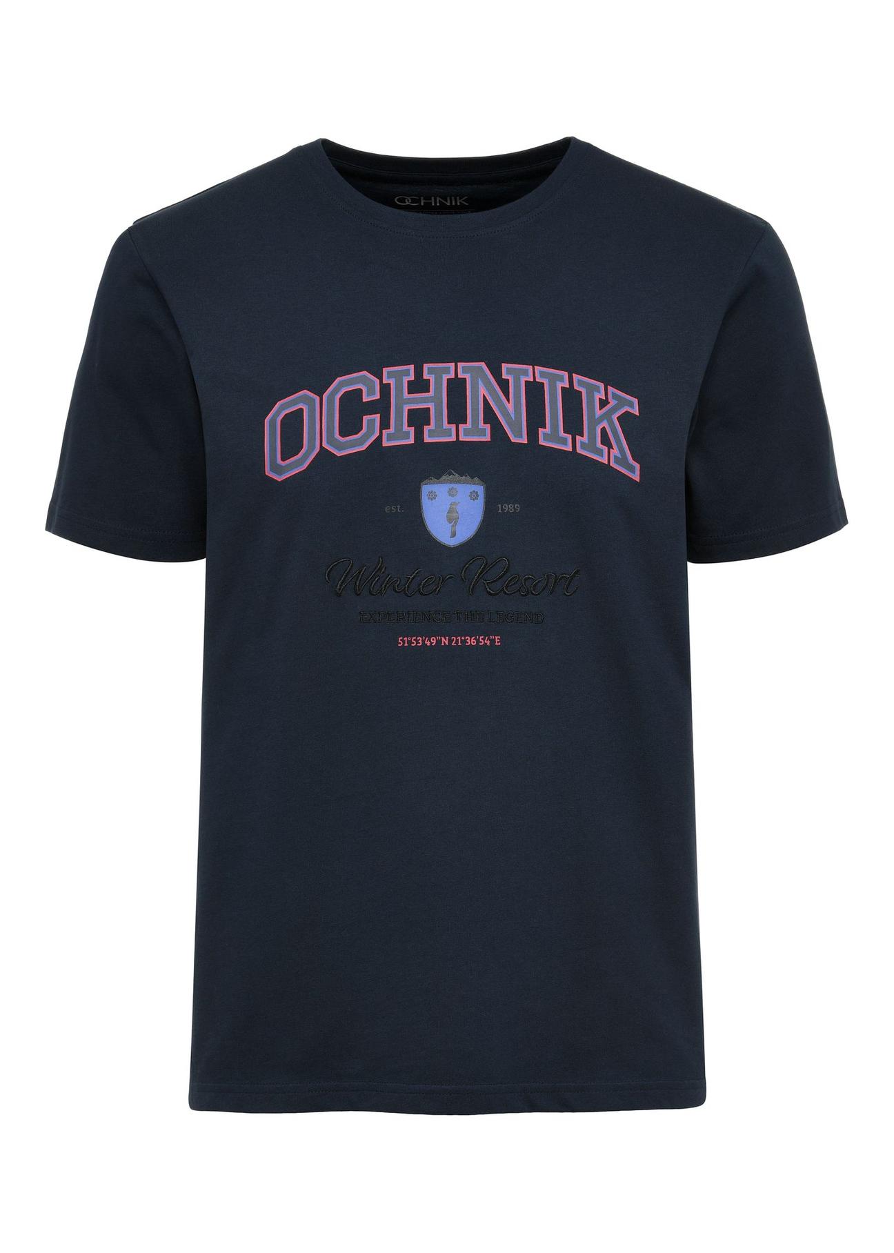 Navy blue men's t-shirt with print TSHMT-0111-68(Z24)-03