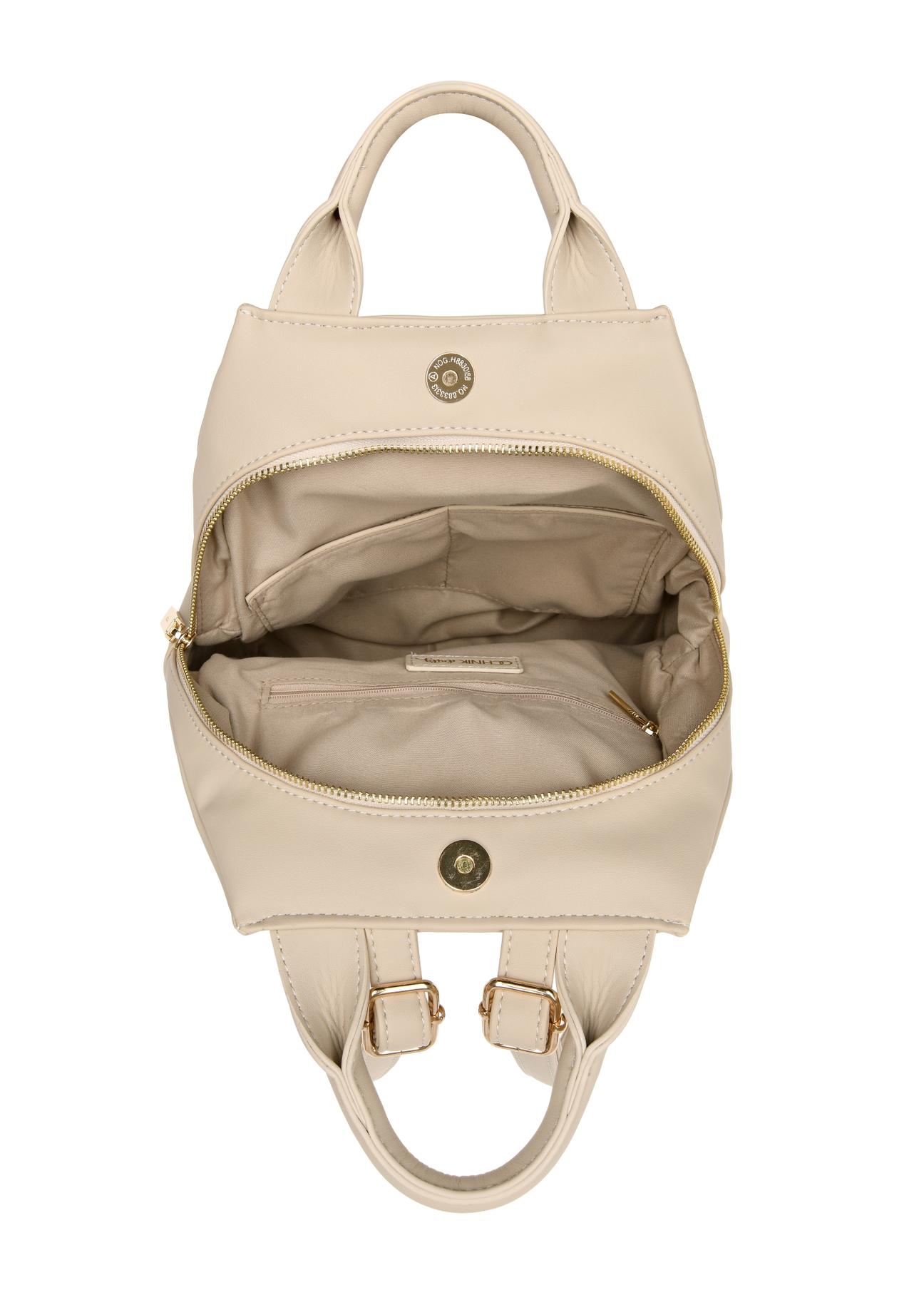 Kremowy plecak damski z imitacji skóry TOREC-0923-12(W24)