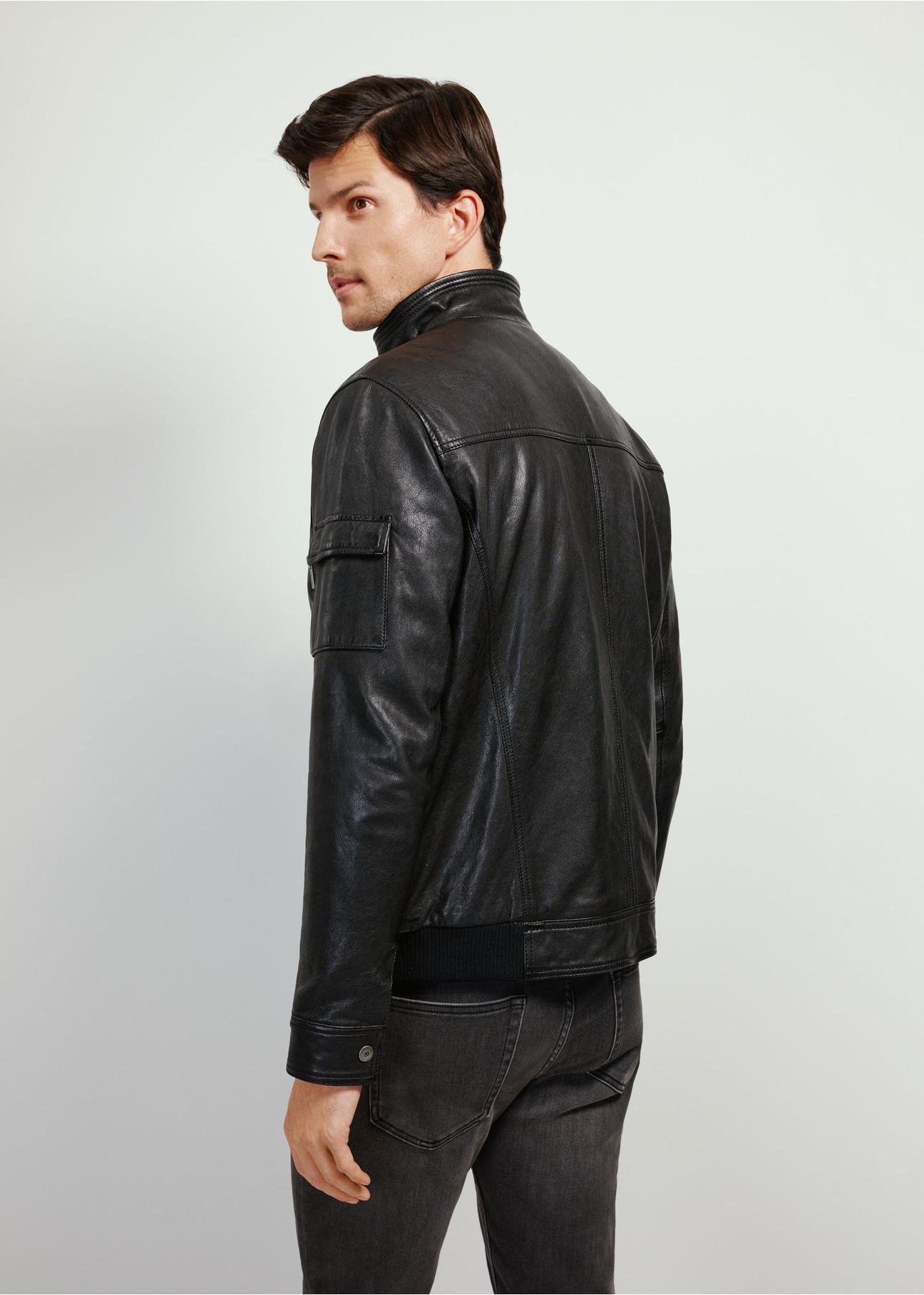 Black men's leather jacket KURMS-0346-2771(Z24) pic. 5