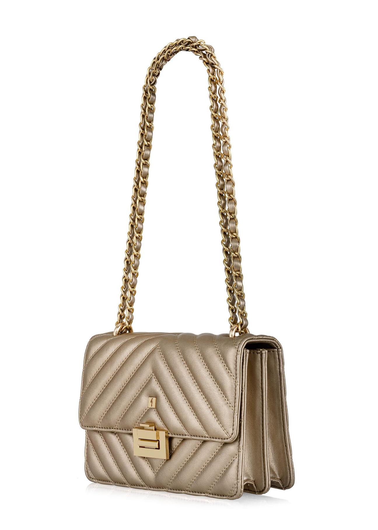 Gold quilted women's handbag TOREC-0528B-28(Z24)-02