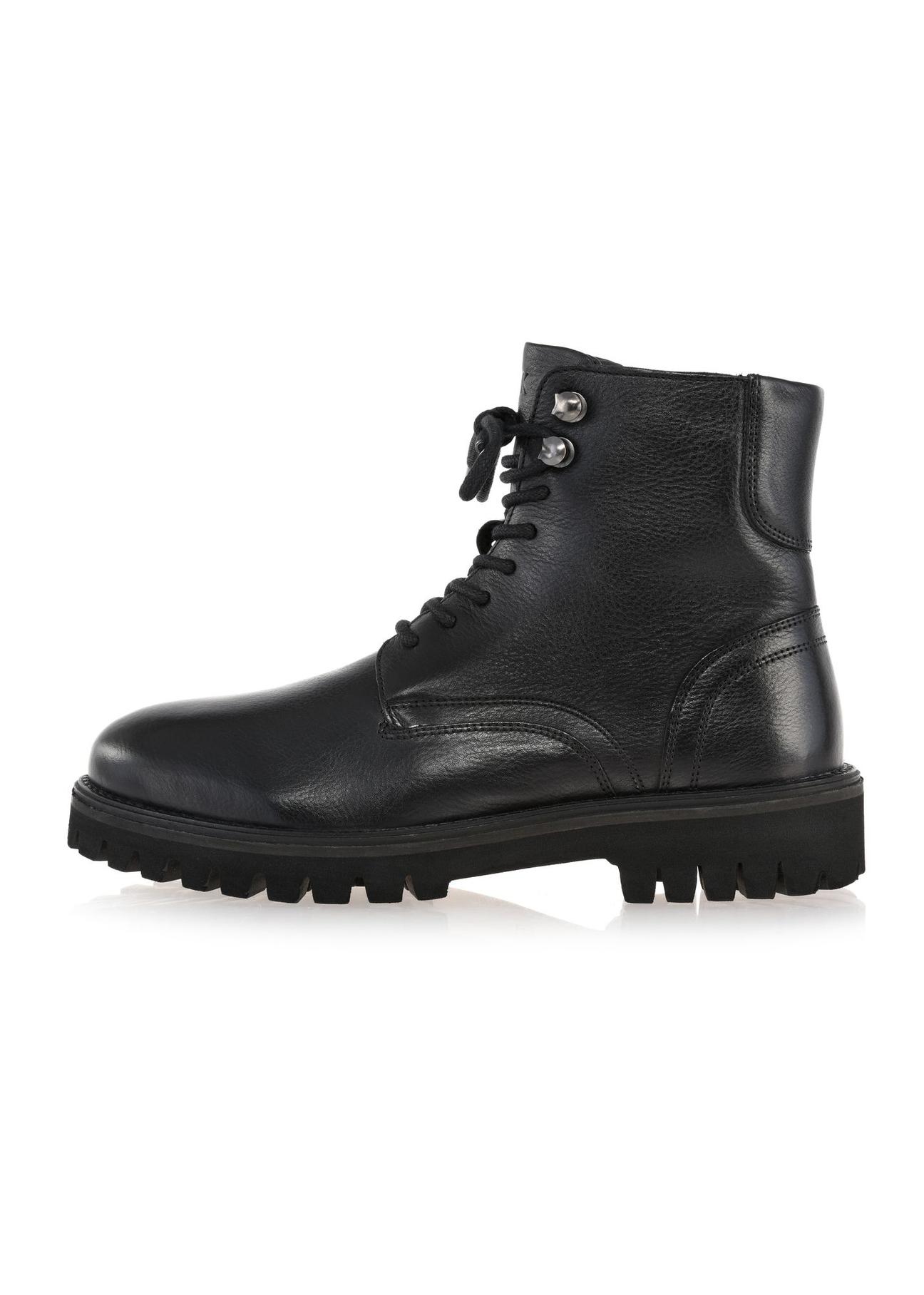 Black leather men's ankle boots BUTYM-0475-99(Z24)-05