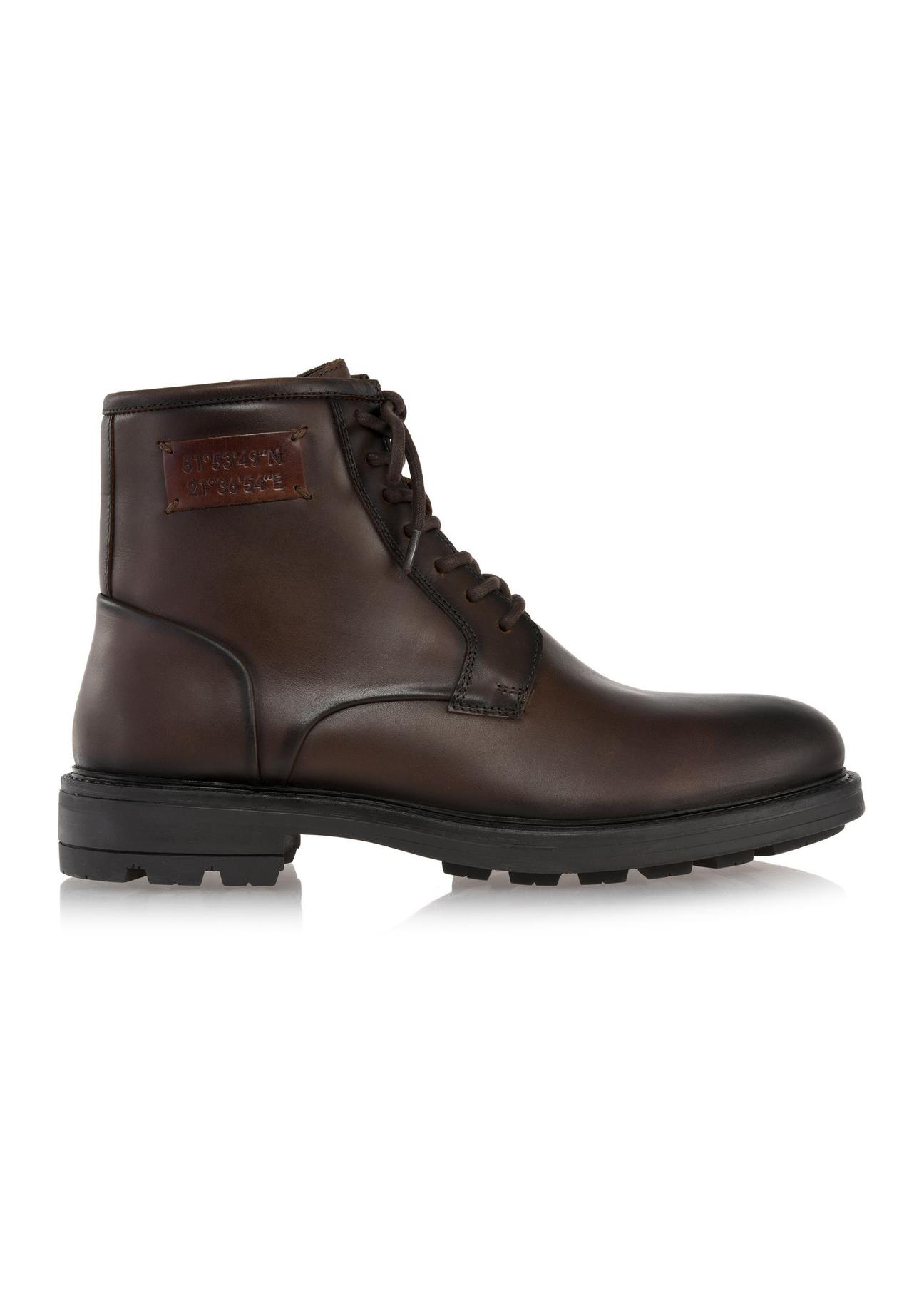 Brown leather men's boots BUTYM-0474-89(Z24)-03