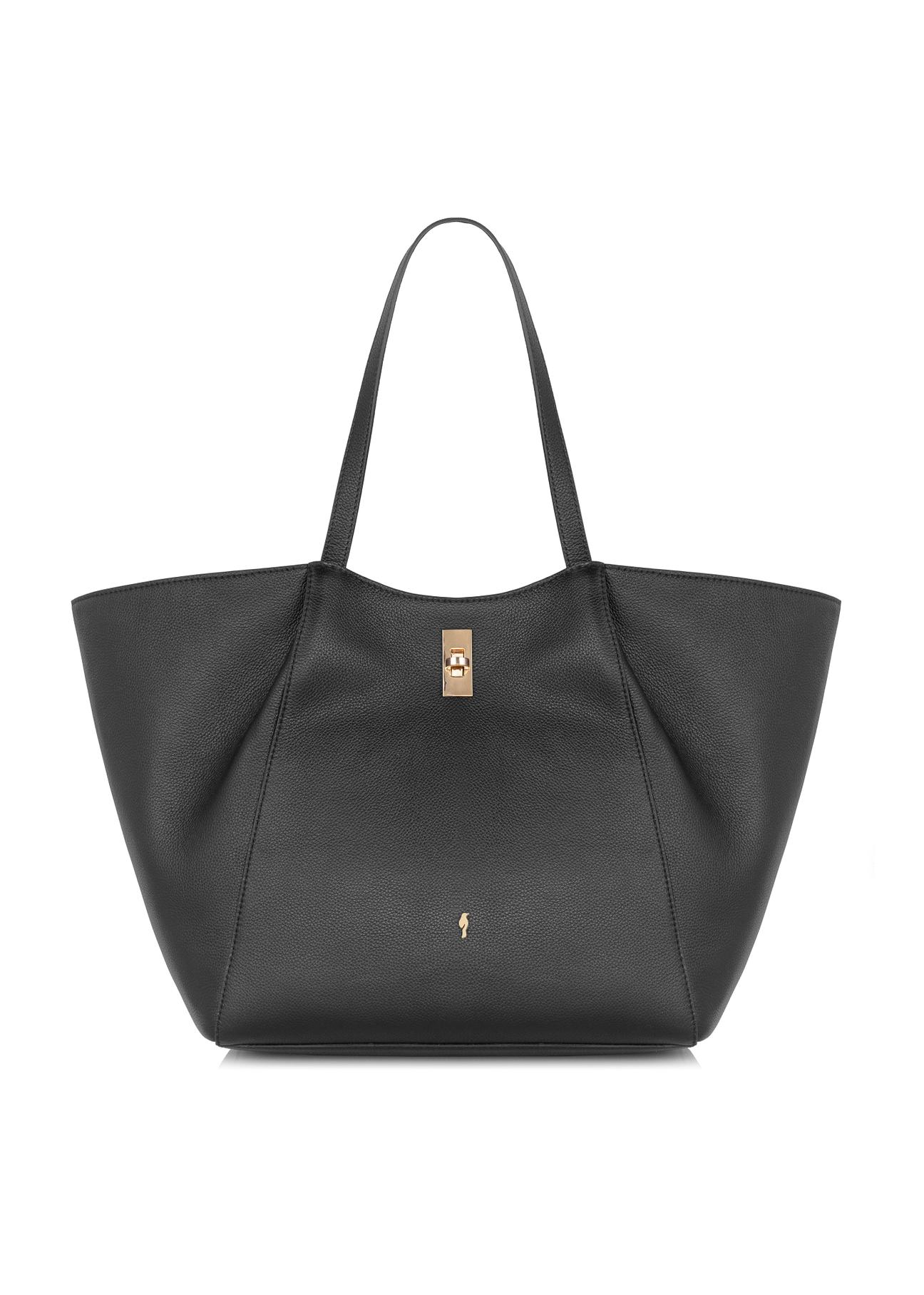Skórzana czarna torebka shopper damska TORES-1000-99(W24)