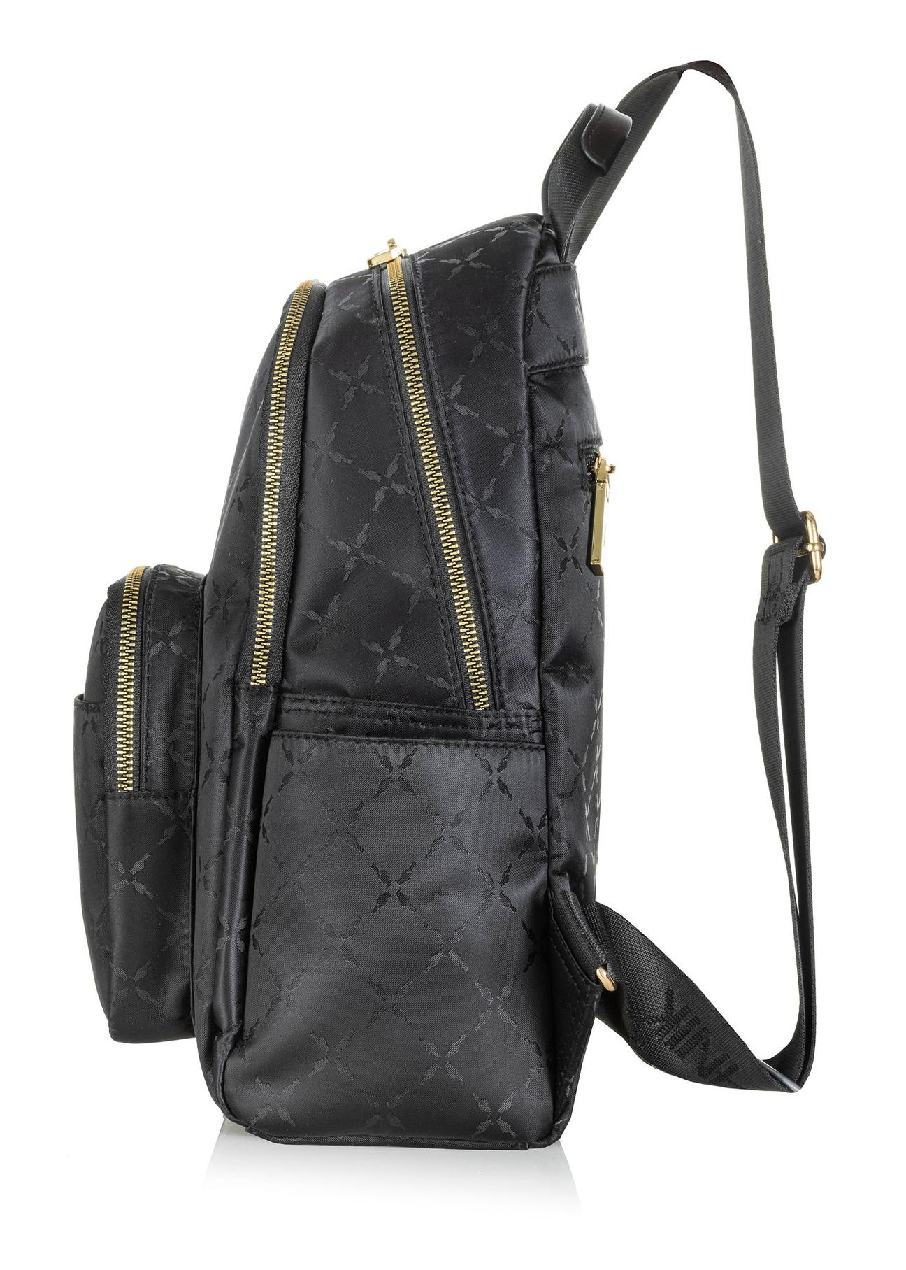 Black women's backpack with monogram TOREN-0255A-99(Z24)-03