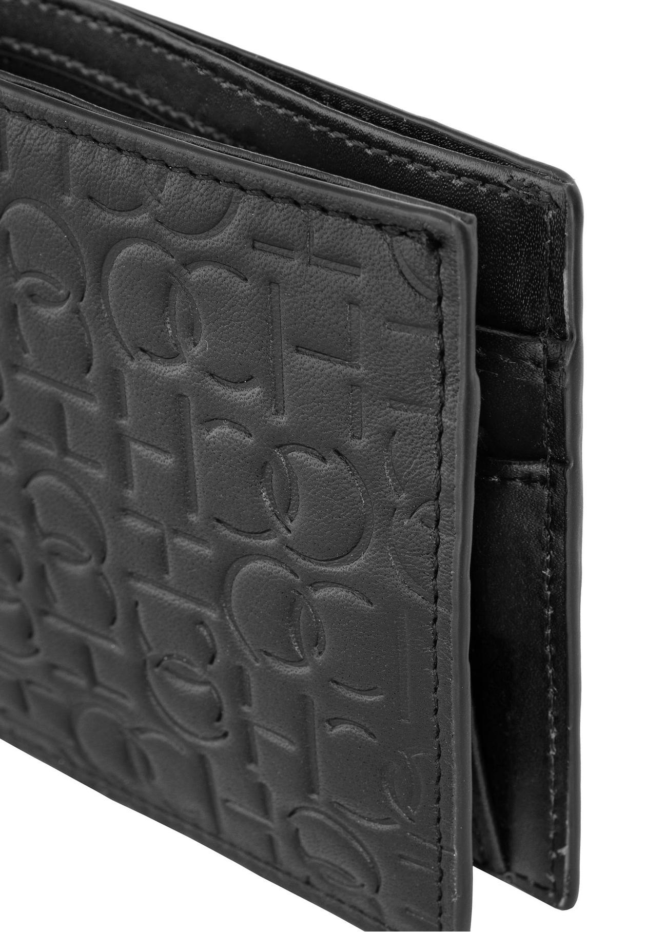 Skórzany czarny portfel męski z monogramem PORMS-0603-98(Z23)