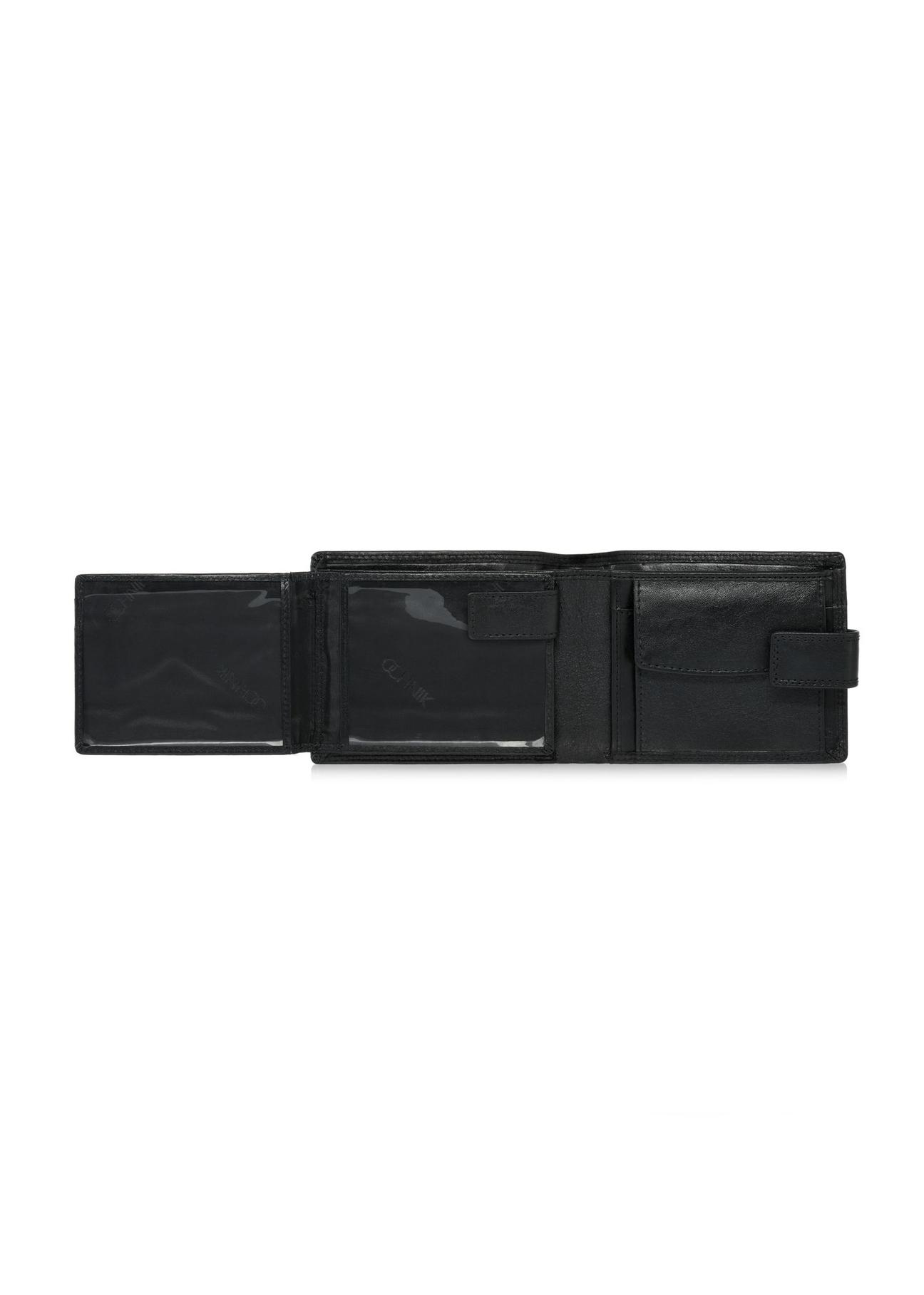 Skórzany zapinany czarny portfel męski PORMS-0606-99(W24)