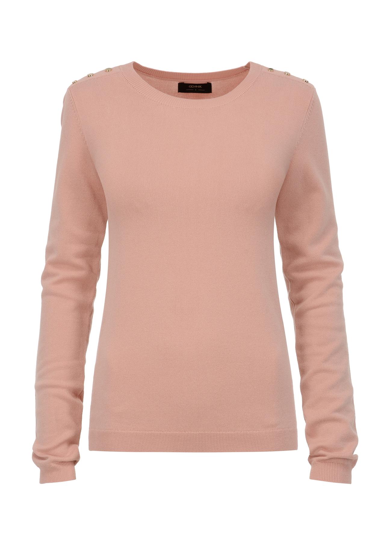 Różowa bluzka damska z dżetami LSLDT-0039-34(W23)