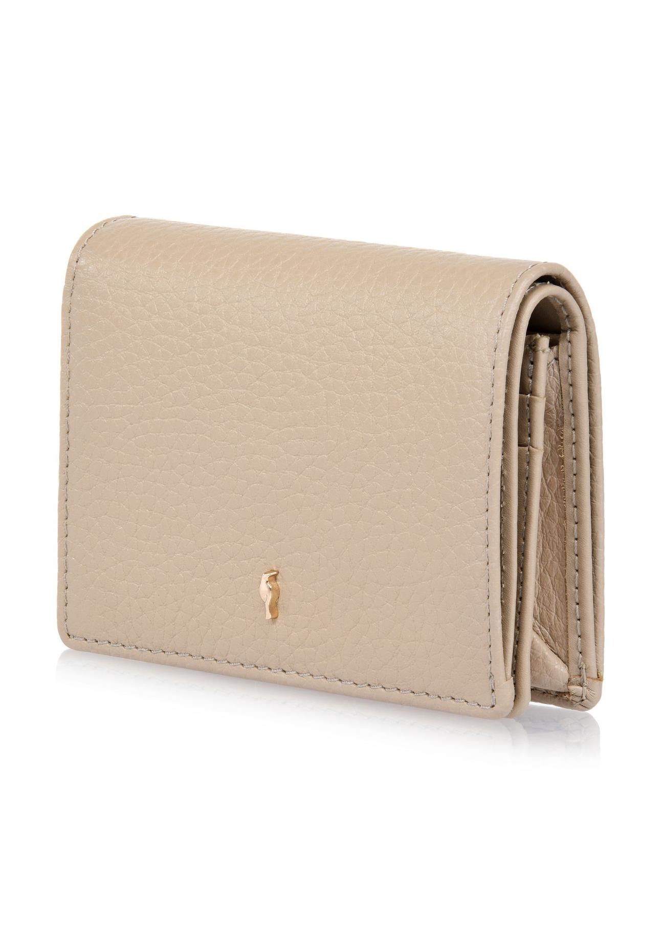 Beżowy skórzany portfel damski z ochroną RFID PORES-0807RFID-82(W24)