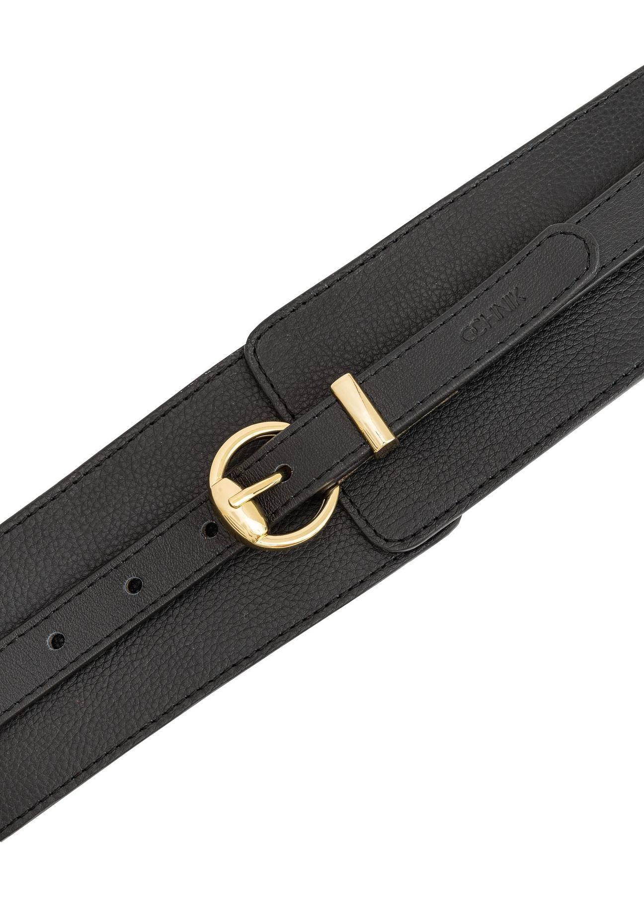 Black leather women's belt 2in1 PASDS-0314-99(Z24)